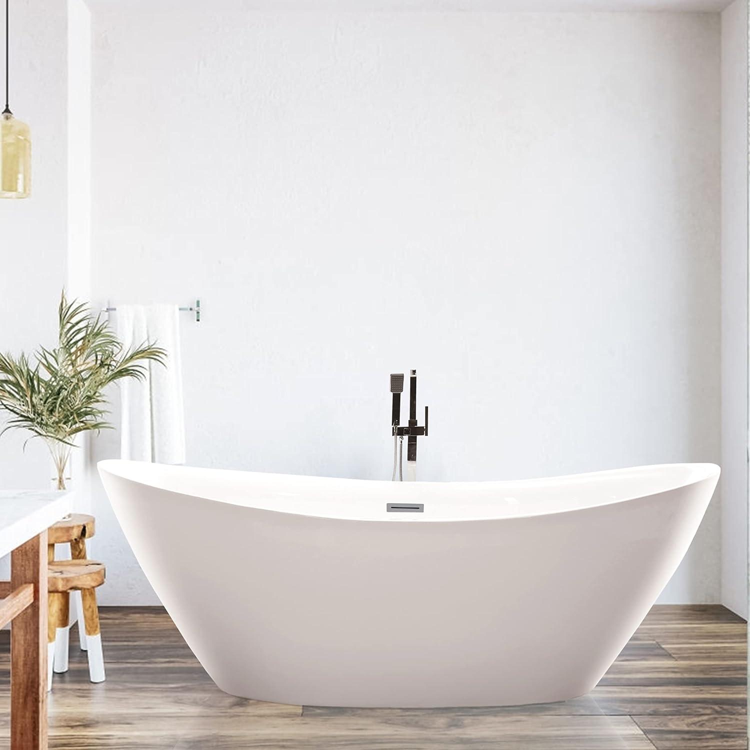 71" x 33" Freestanding Soaking Acrylic Bathtub