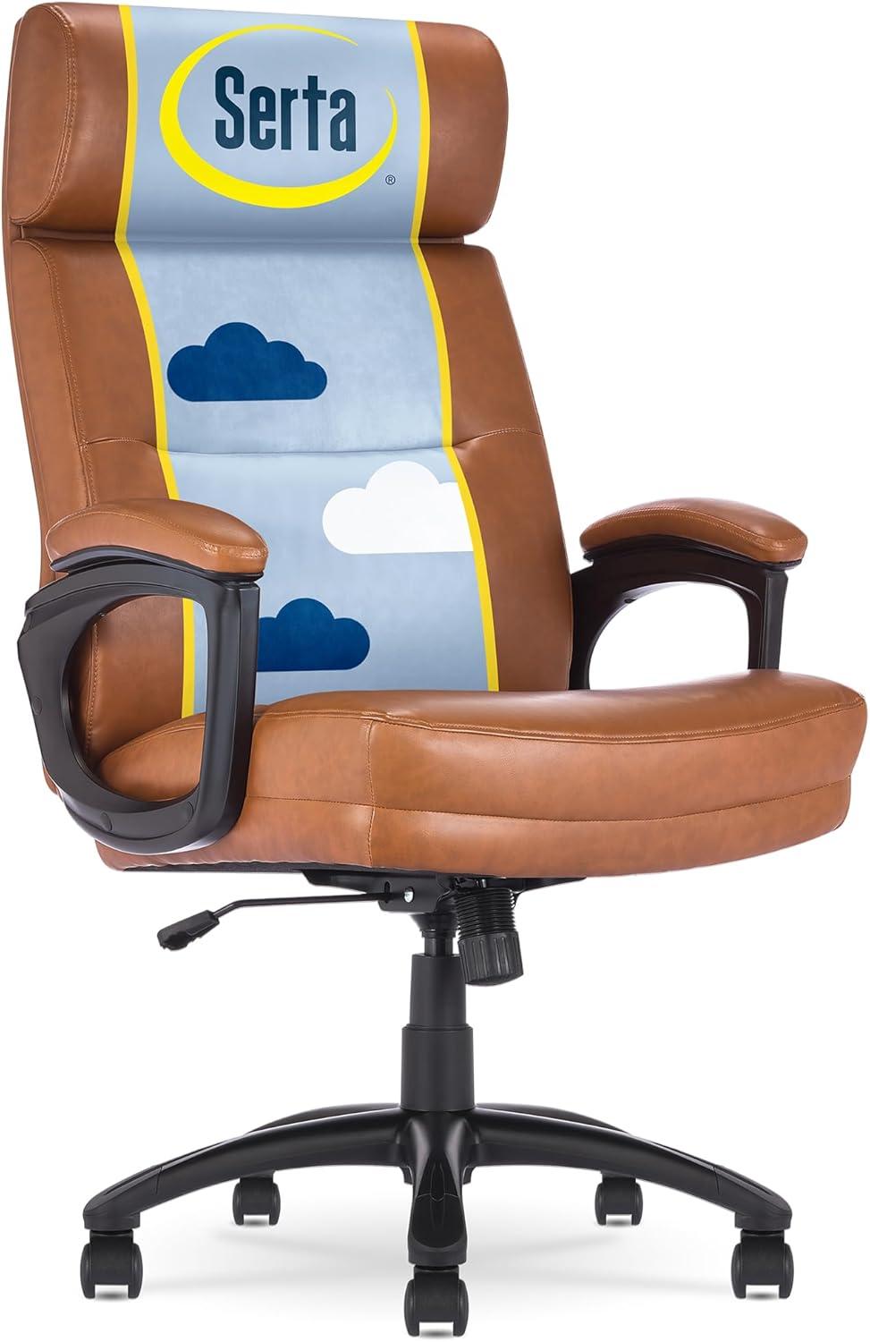 Serta Serta Comfort Executive Big & Tall Office Chair, Ergonomic High-Back, Semi Plush Seat, Padded Arms