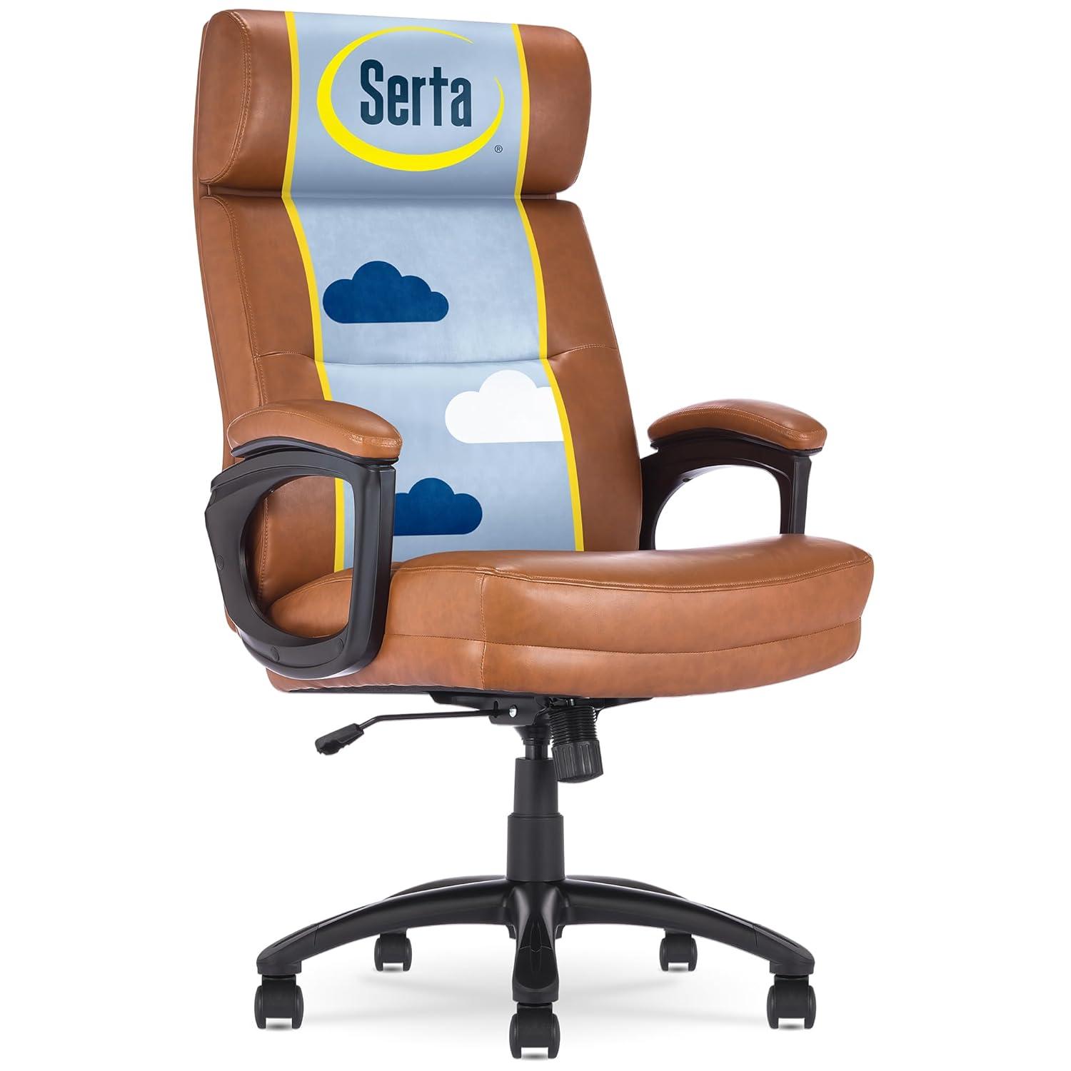 Serta Serta Comfort Executive Big & Tall Office Chair, Ergonomic High-Back, Semi Plush Seat, Padded Arms