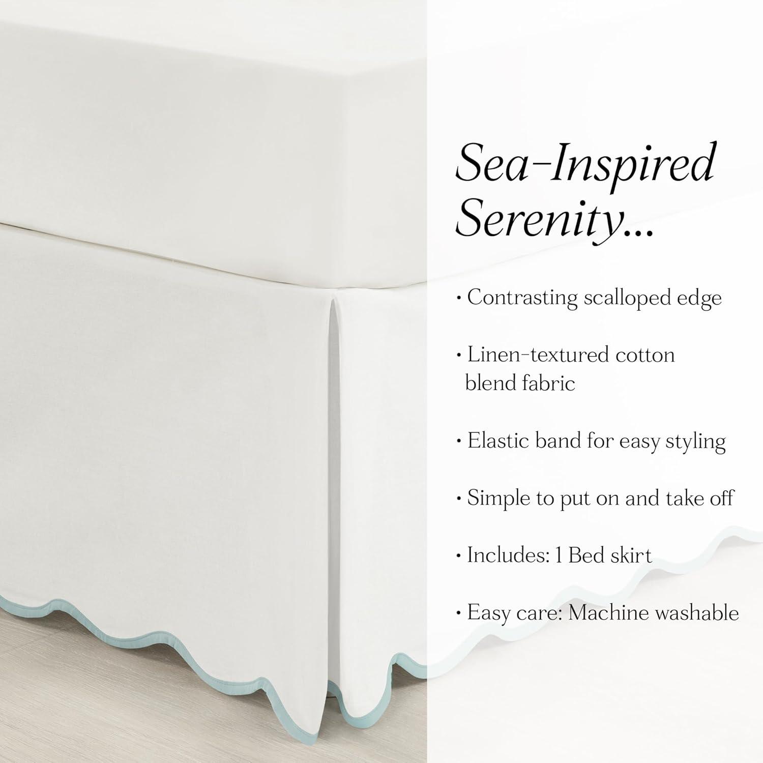 Lush Decor Coastal Chic Scallop Wrap Around Bed Skirt