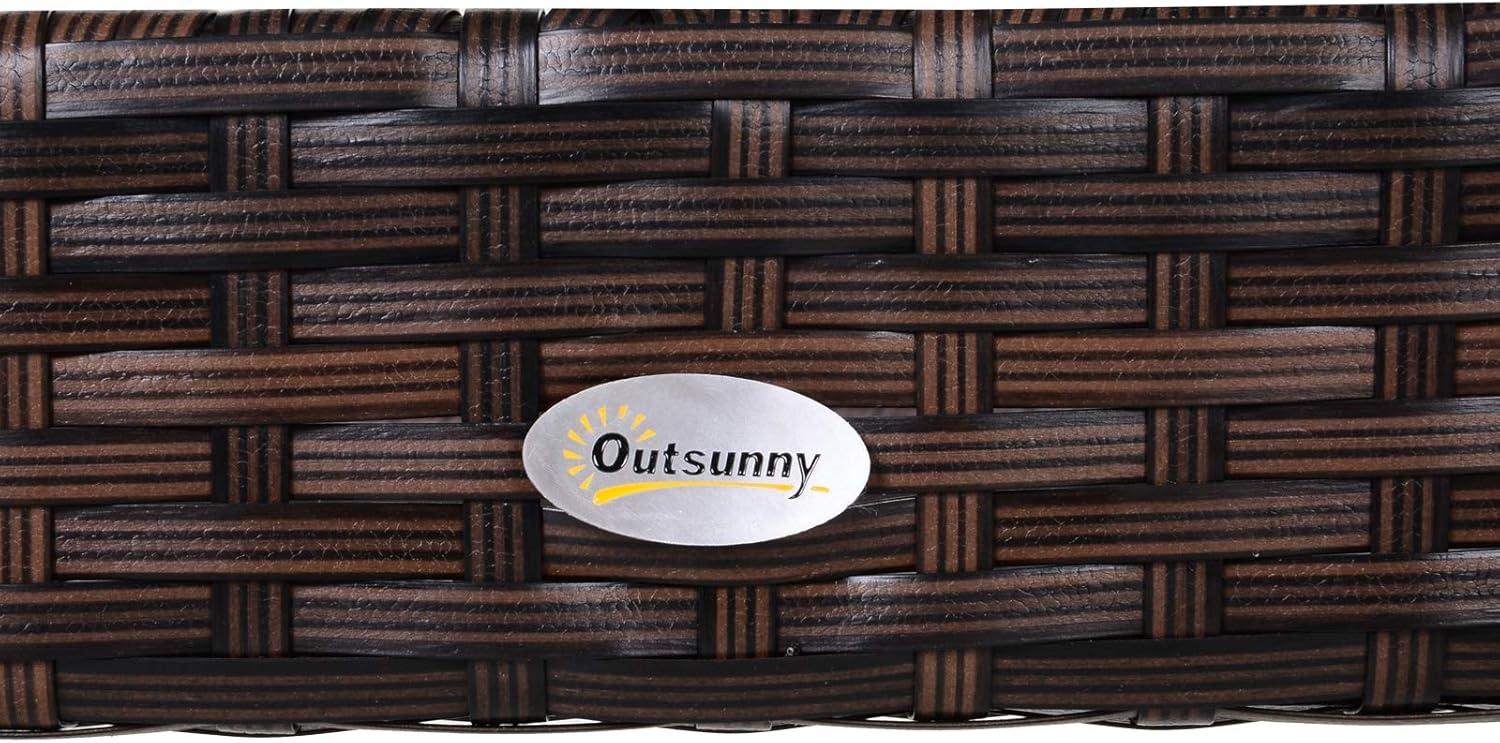 Outsunny Rattan Wicker Serving Cart with 2-Tier Open Shelf, Outdoor Wheeled Bar Cart with Brakes for Poolside, Garden, Patio