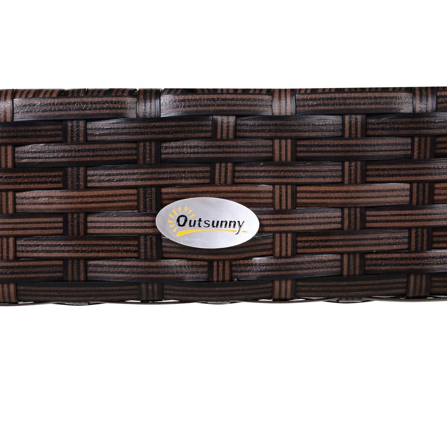 Outsunny Rattan Wicker Serving Cart with 2-Tier Open Shelf, Outdoor Wheeled Bar Cart with Brakes for Poolside, Garden, Patio