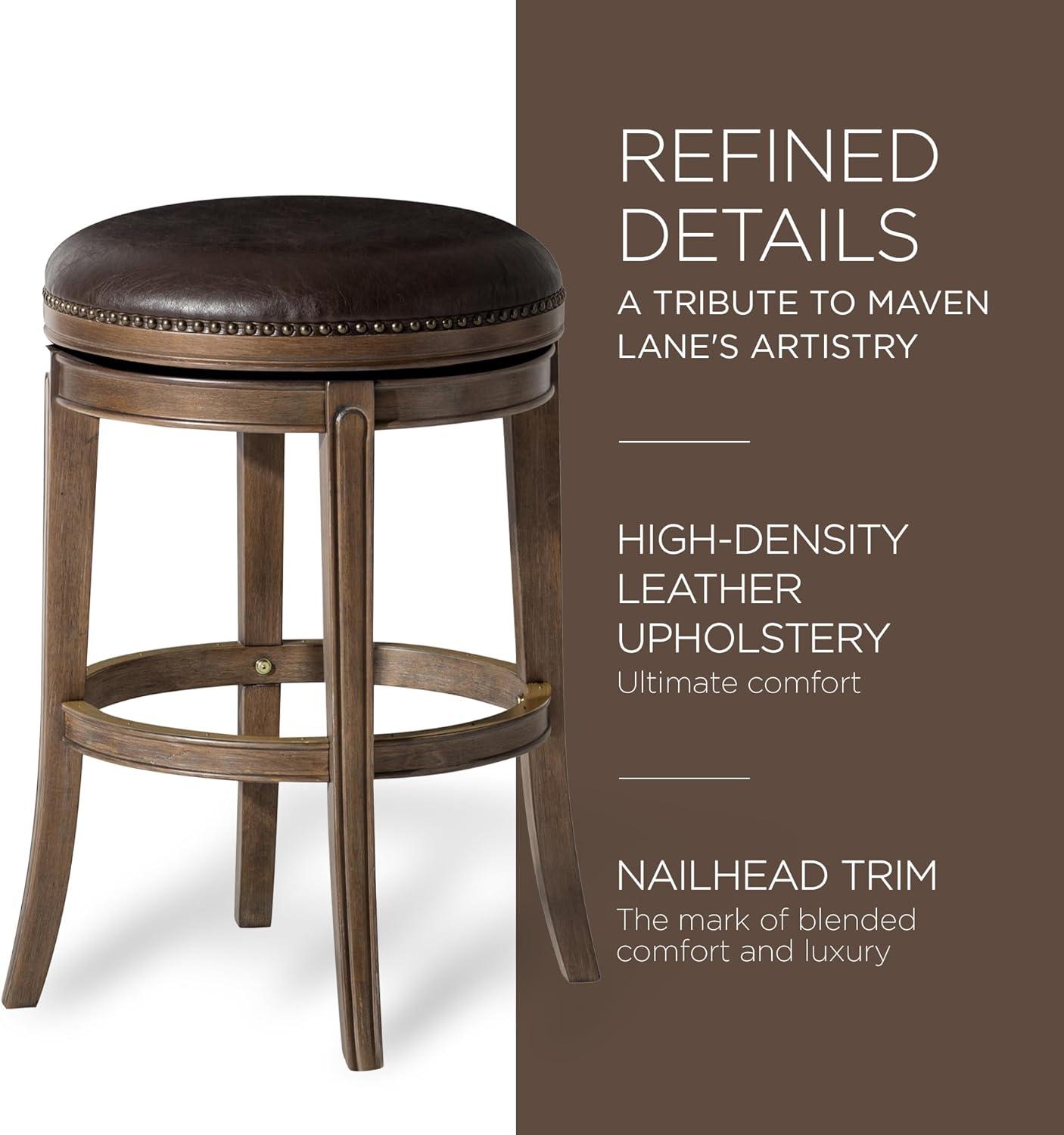 Maven Lane Alexander Backless Counter Stool with Vegan Leather Upholstery