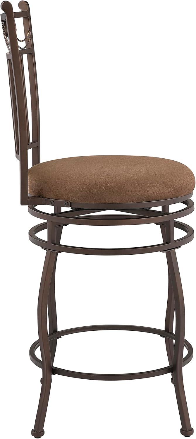 Linon Swag Counter Stool, Brown, 24 inch Seat Height