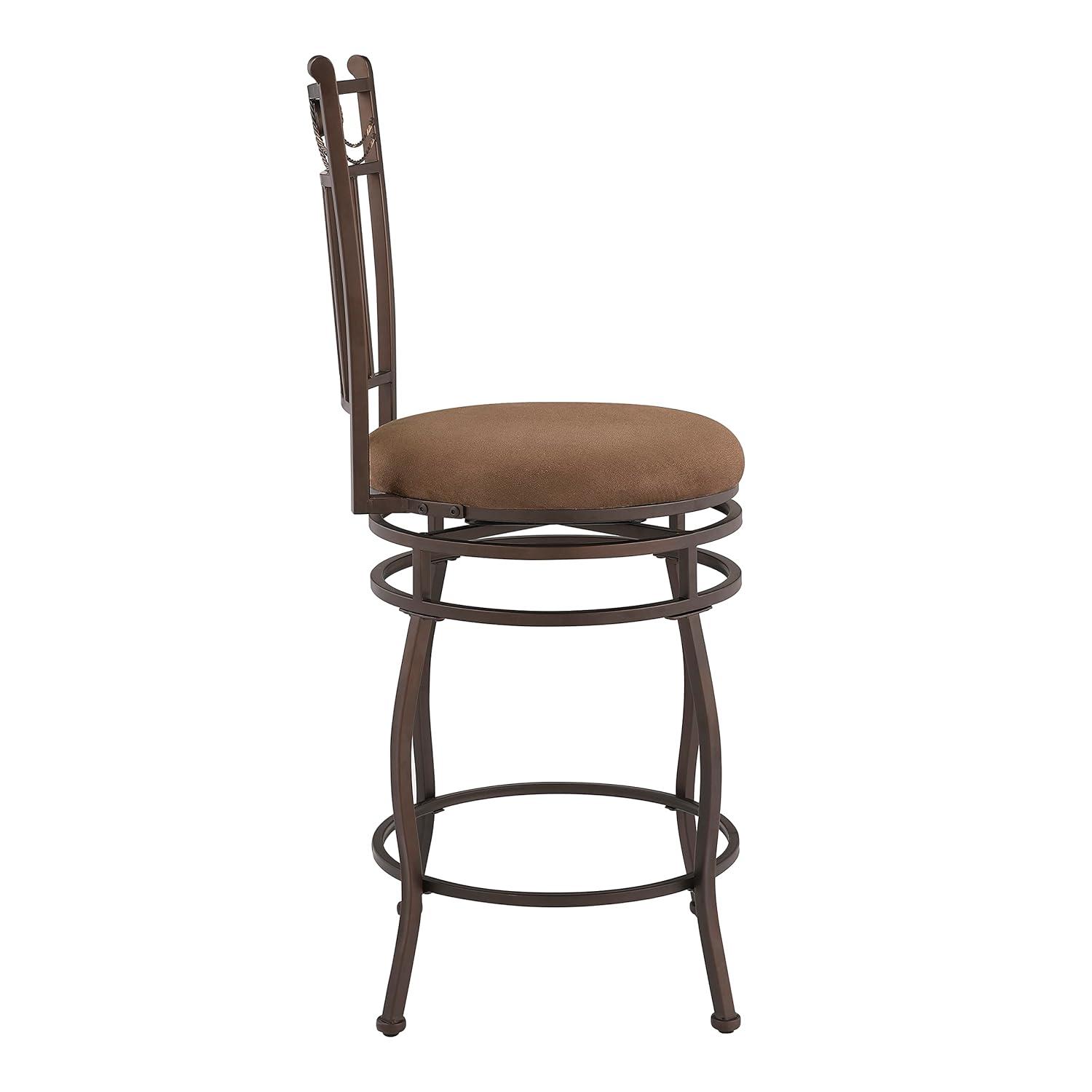 Linon Swag Counter Stool, Brown, 24 inch Seat Height