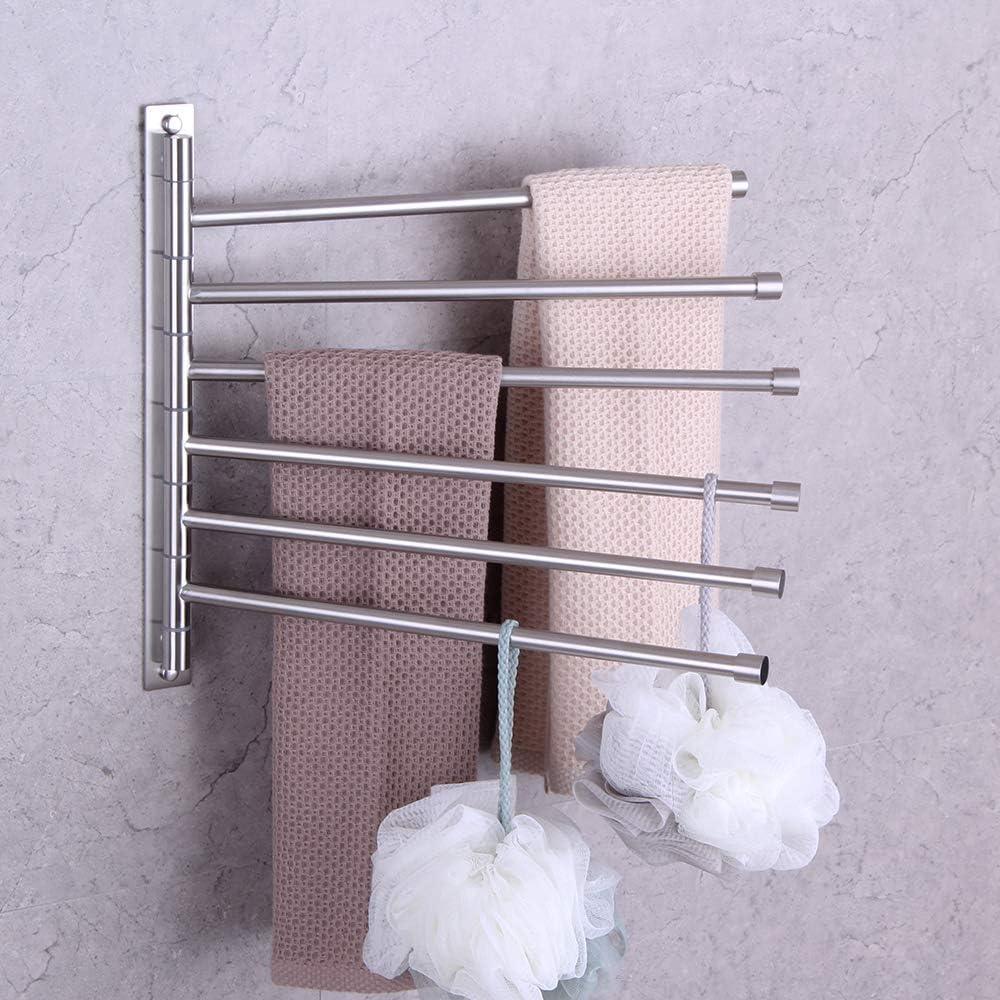 Brushed Stainless Steel Wall Mounted Swing Arm Towel Rack