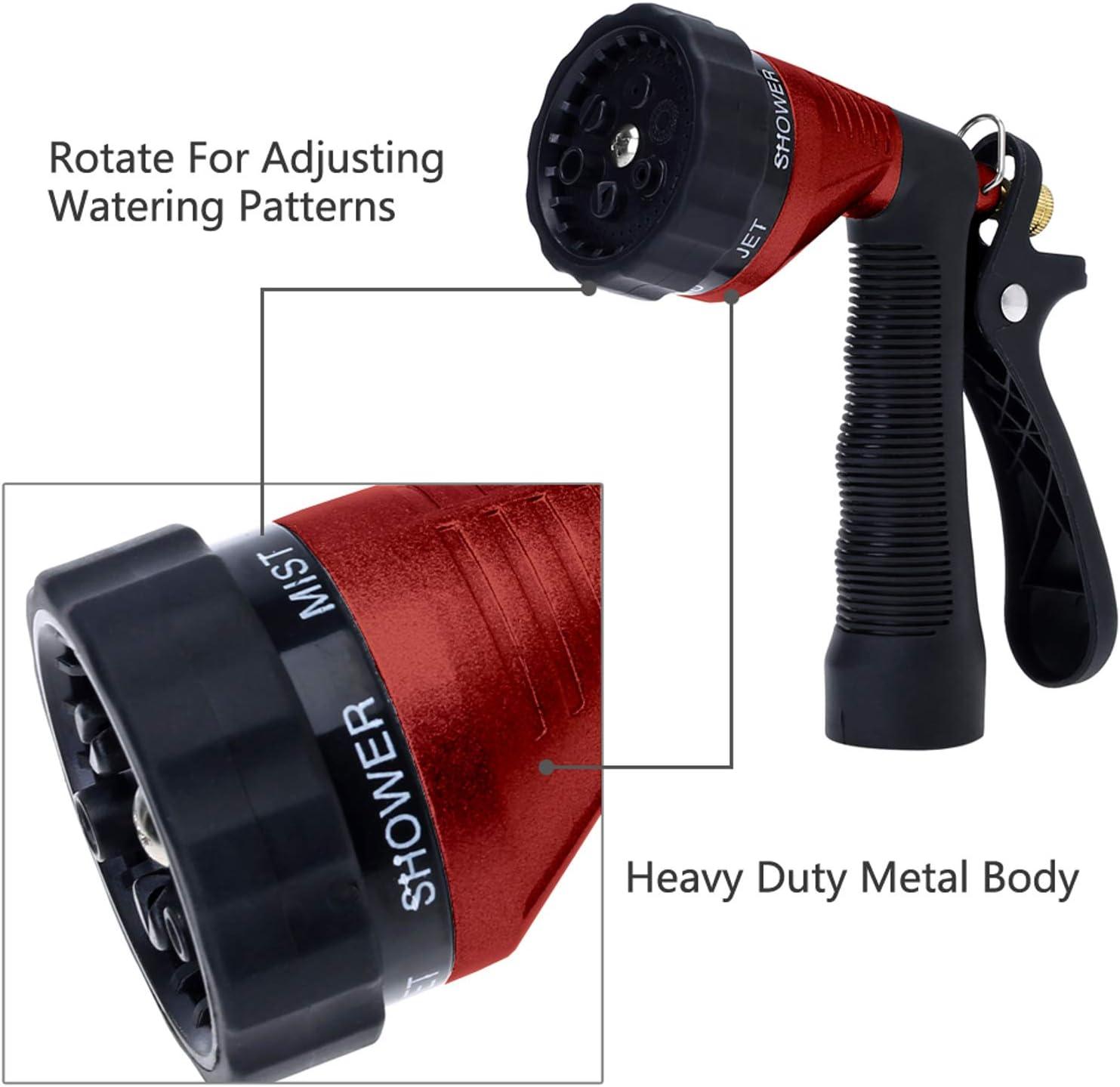 GREEN MOUNT Water Hose Nozzle Spray Nozzle, Metal Garden Hose Nozzle with Adjustable Spray Patterns, Perfect for Watering Plants, Washing Cars and Showering Dogs & Pets