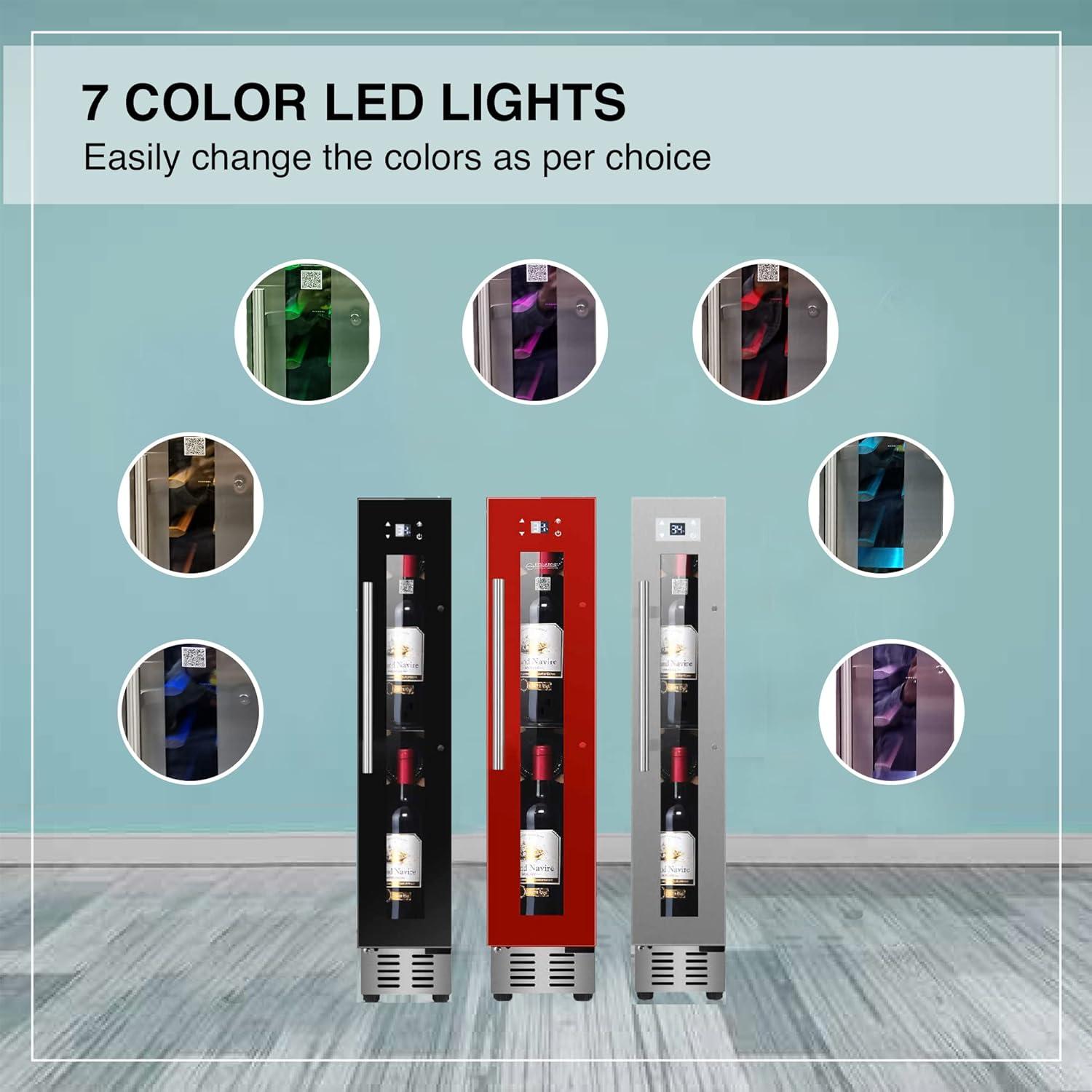 9 bottle Built-in/Freestanding Wine Ref with 7 color LED Lights