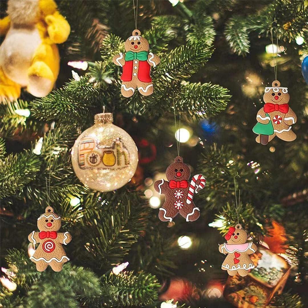 Newhomestyle 12pcs Gingerbread Man Ornaments for Christmas Tree Assorted Plastic Gingerbread Figurines Ornaments for Christmas Tree Hanging Decorations 3 Inch Tall
