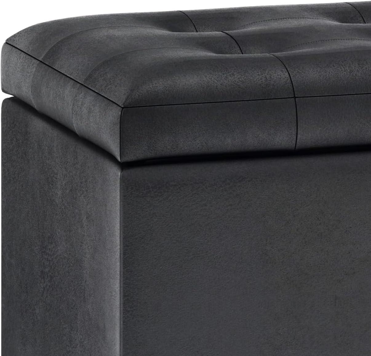 Simpli Home Cosmopolitan Faux Leather Ottoman