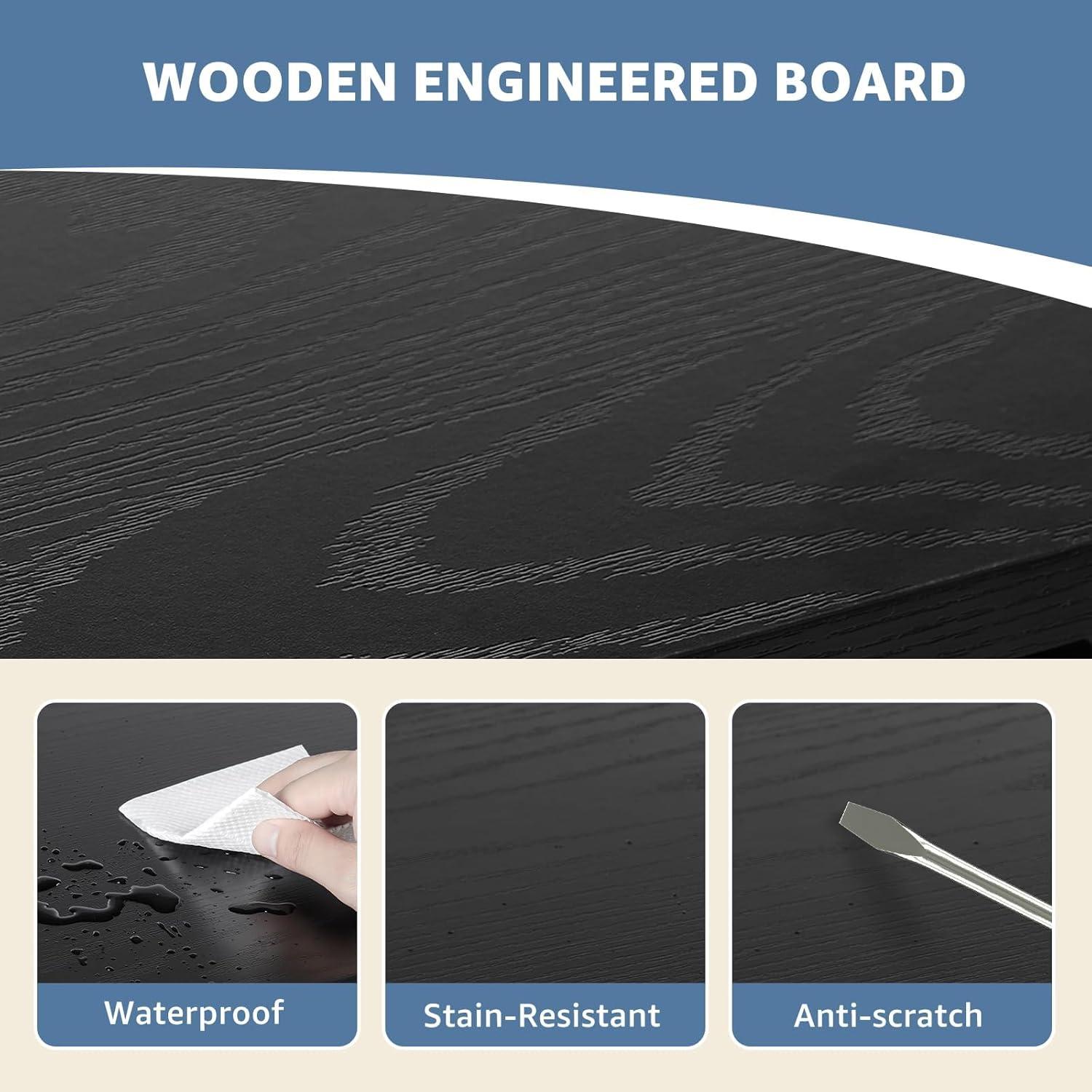 edx Modern TV Stand for 55-60 inch TV, Mid Century Entertainment Centre, Media Console Table with Storage for Living Room, Office, Black