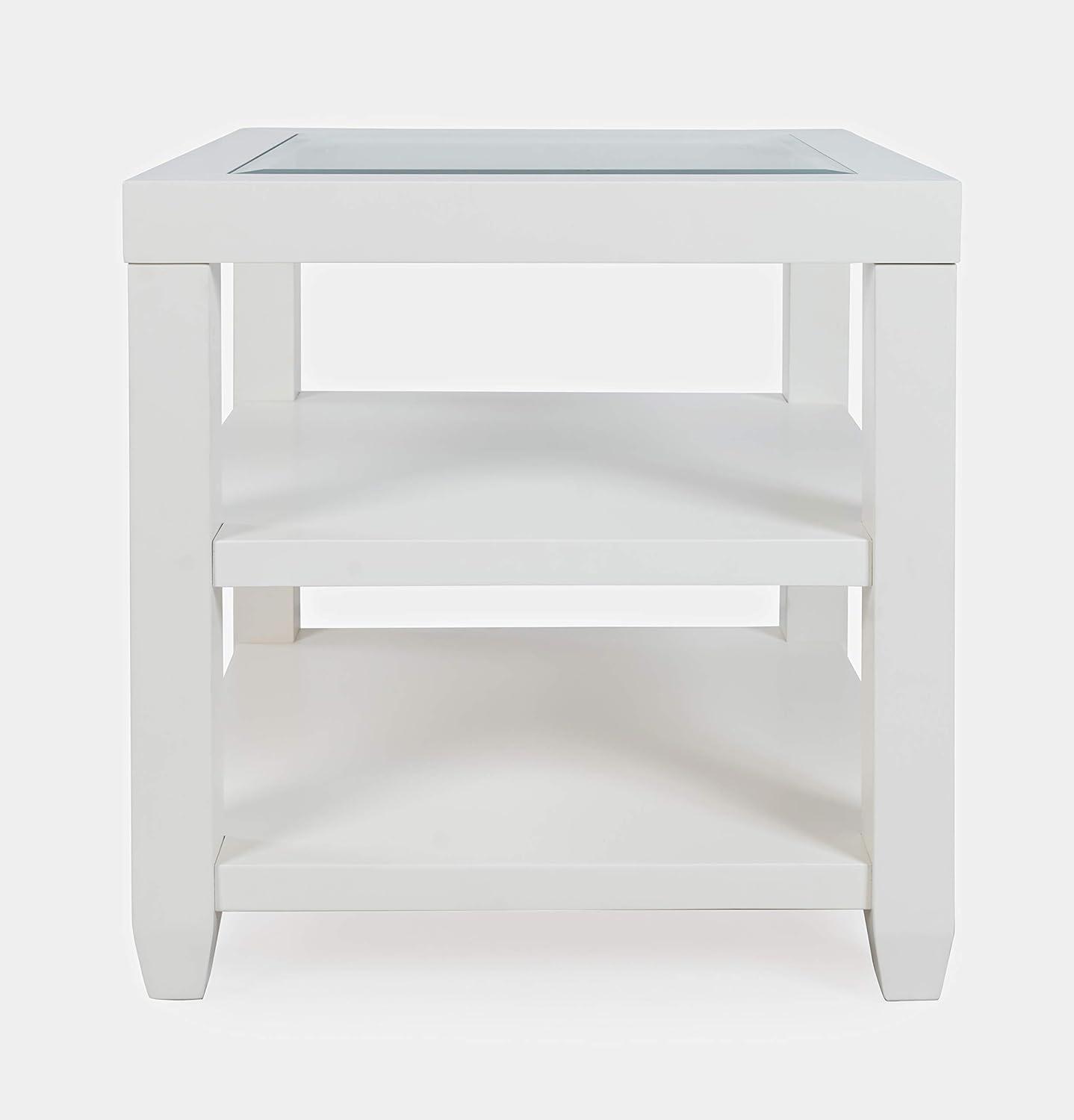 Jofran Urban Icon Contemporary Glass Inlay End Table with Storage