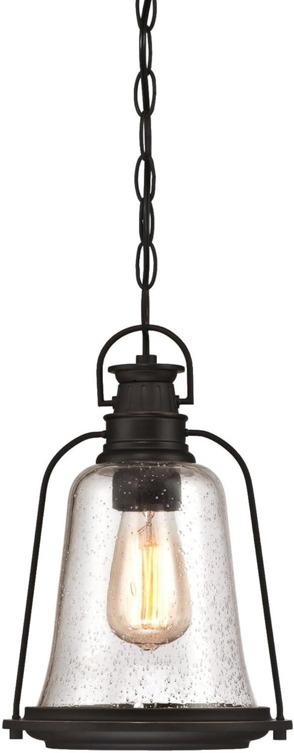 Brynn Bronze Outdoor Pendant with Seeded Glass