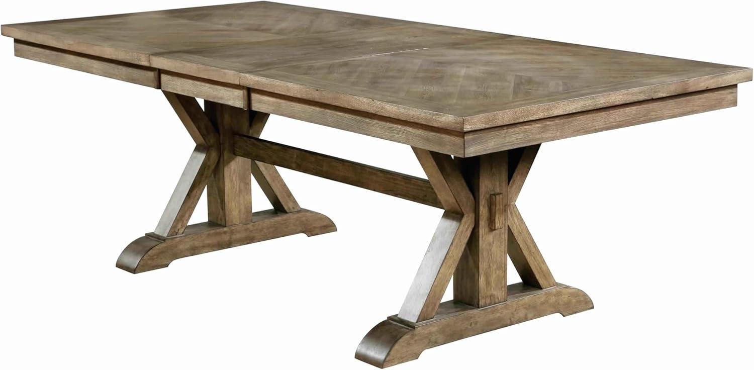 Mesa de Comedor de Madera de Estilo Transicional con Base de Caballete, Marrón