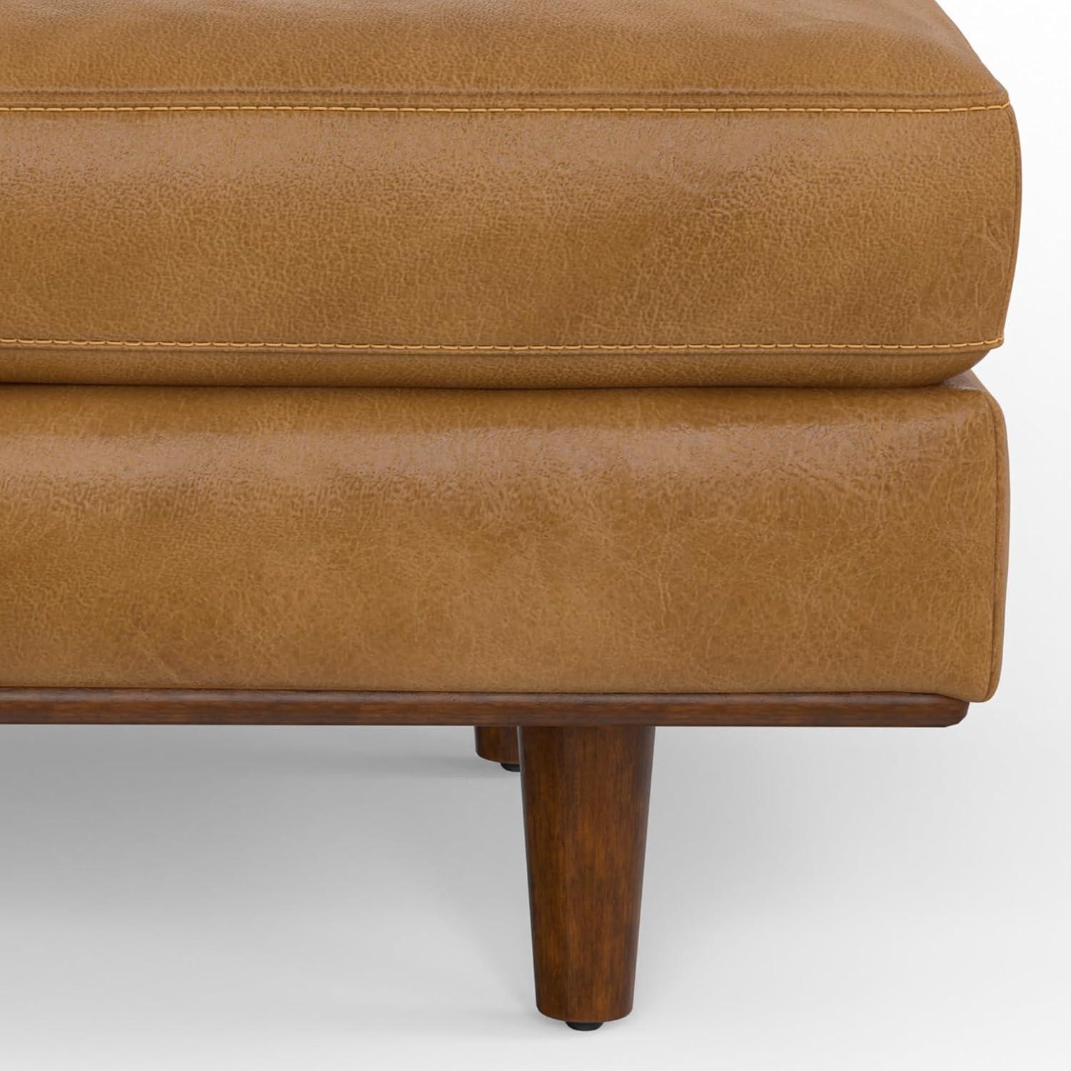 Morrison 49" Wide Modern Large Rectangular Ottoman in Sienna Genuine Leather