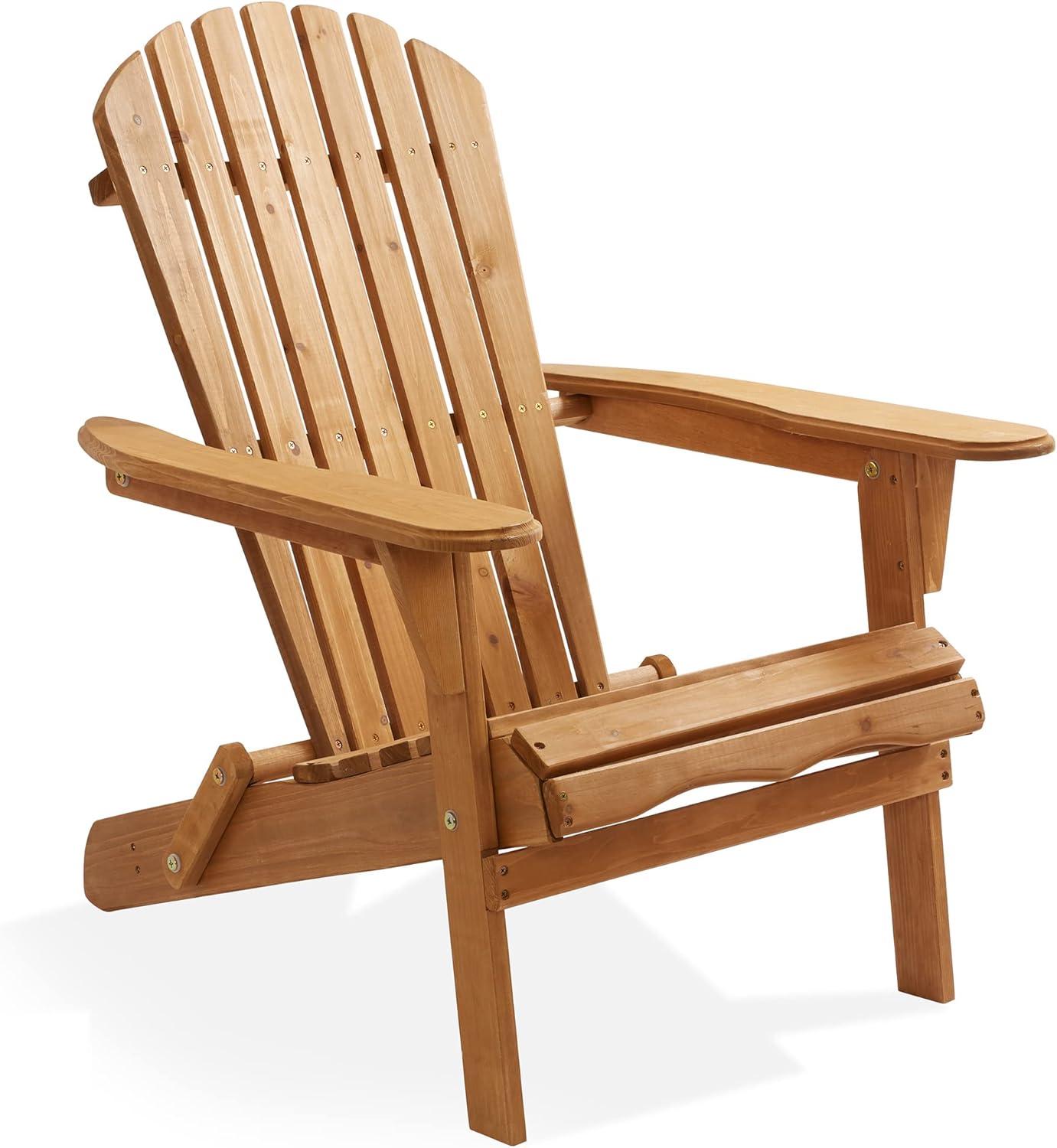 Folding Wooden Adirondack Chair, Pre-Assembled Backrest