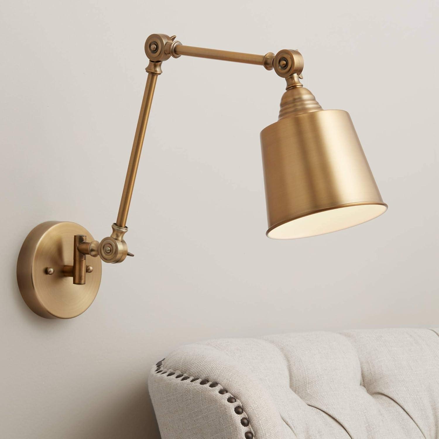360 Lighting Mendes Modern Wall Lamps Set of 2 Brushed Nickel Plug-in 4 1/4" Light Fixture Up Down Adjustable for Bedroom Reading Living Room Hallway