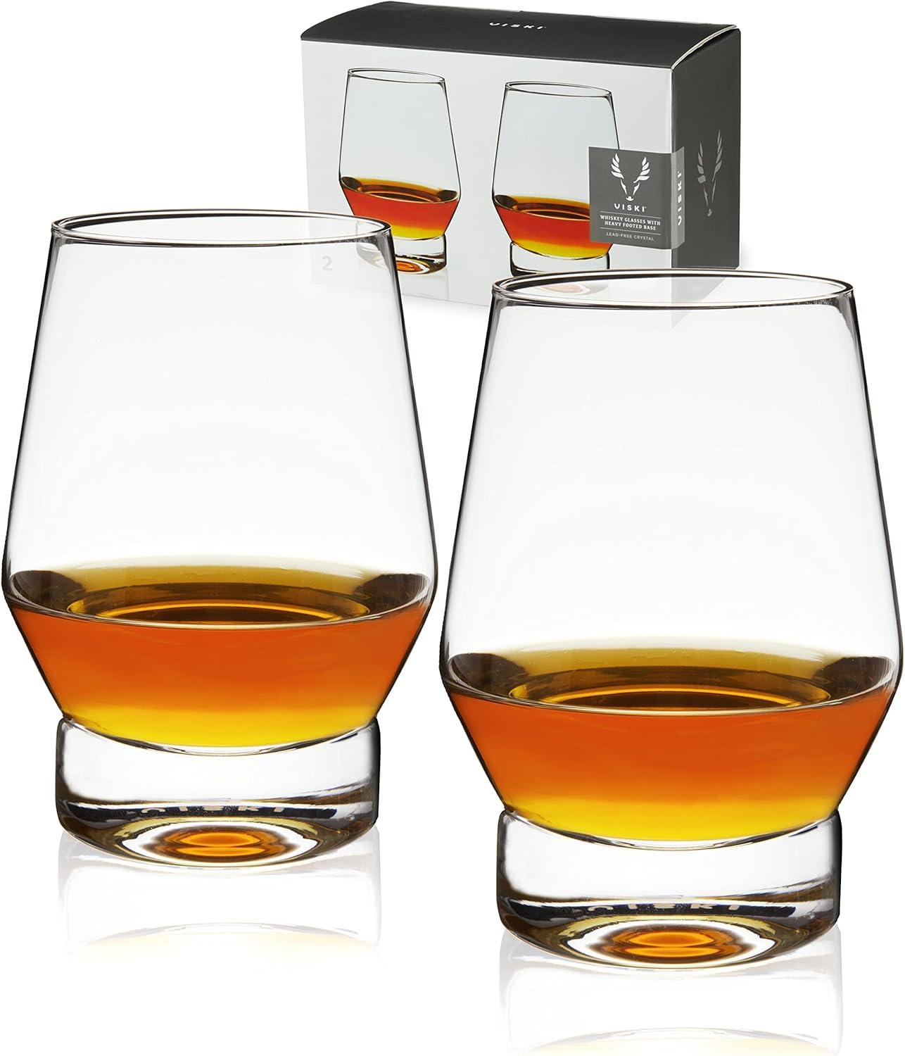 Viski 18.5 Oz Clear Crystal Whiskey Glasses with Heavy Base