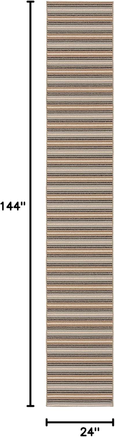 Garland Rug Nantucket Stripe 2 ft. x 12 ft. Indoor Runner Rug in Earth Tone