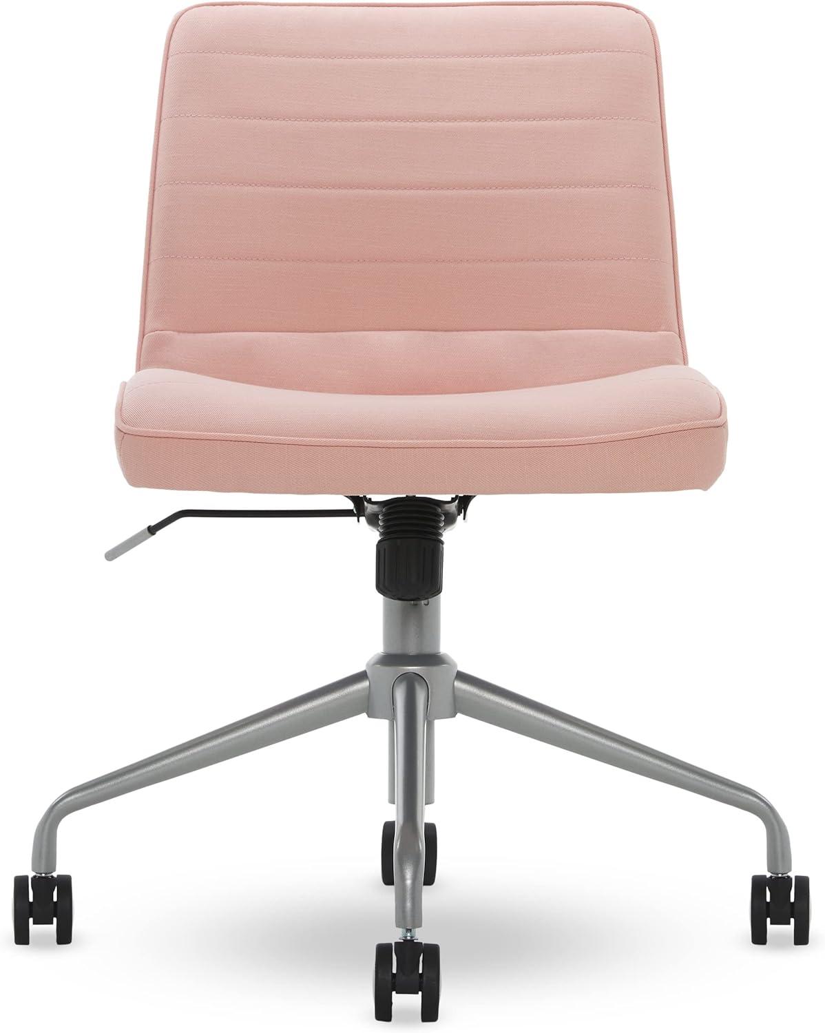 French Pink Armless Task Chair with Chrome-Finished Base