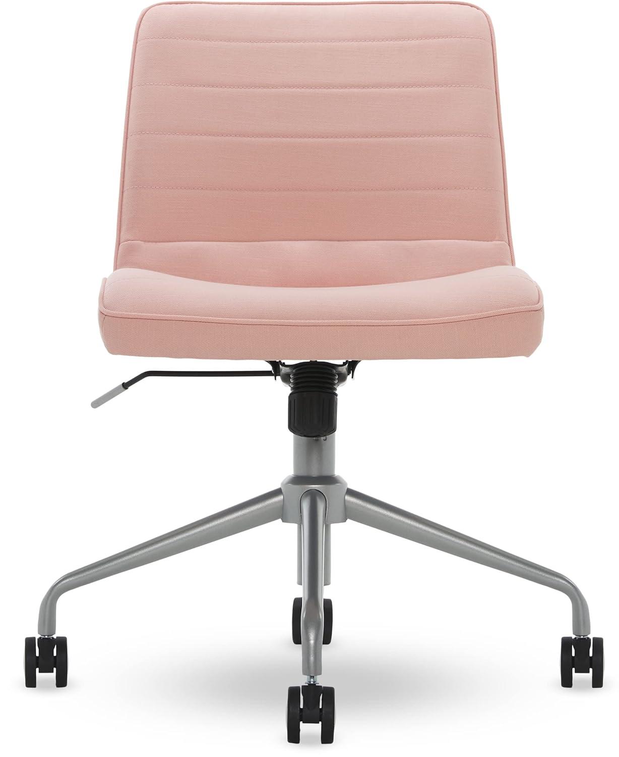 Adore Decor Adelaide Task Chair French Pink: Chrome-Plated, Adjustable Height, Swivel, Metal Base