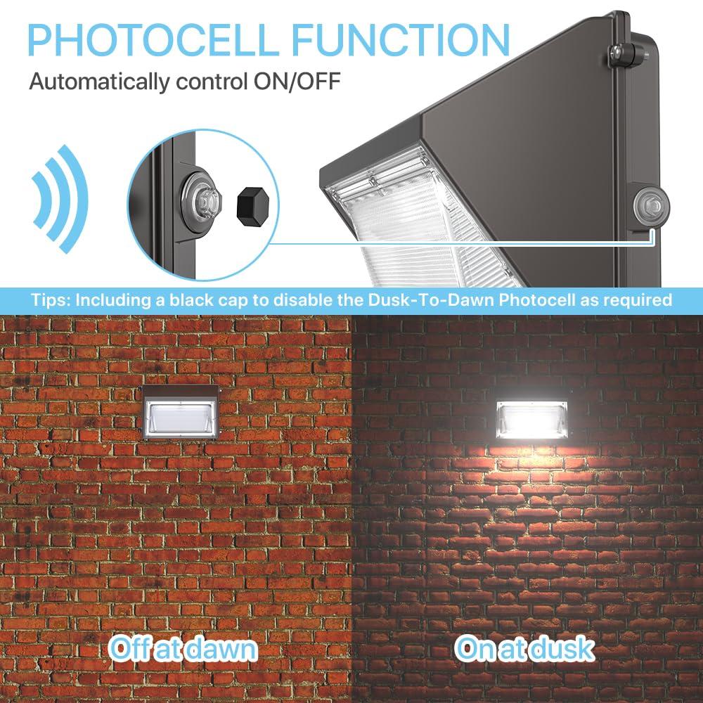 HYPERLITE 120W LED Wall Pack Light with Dusk-to-Dawn Photocell, Ideal Outdoor Security Lighting Commercial and Industrial LED Wall Lights for Parking lot Garage Warehouse Factory ETL Listed