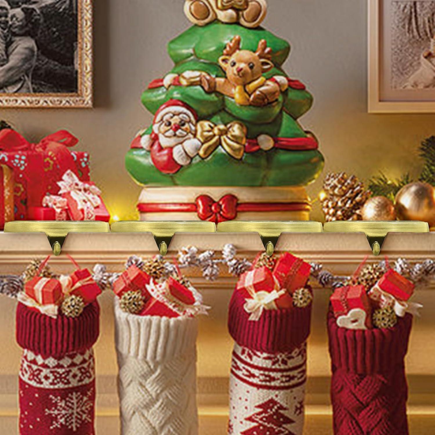 Season 4 Sparkles 4 Pieces Snowflake Stocking Holder Metal for Hanging Stockings