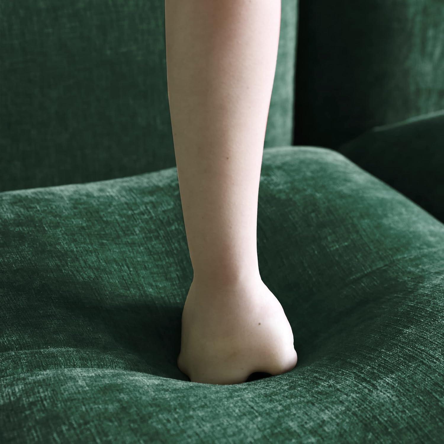 JACH Mid-Century Modern Comfy Couch, Chenille Sectional Sofa Modular Couches with Thick Cushion, 3 Seater 103" Plush Sofas Furniture for Living Room Bedroom Office Apartment, Green