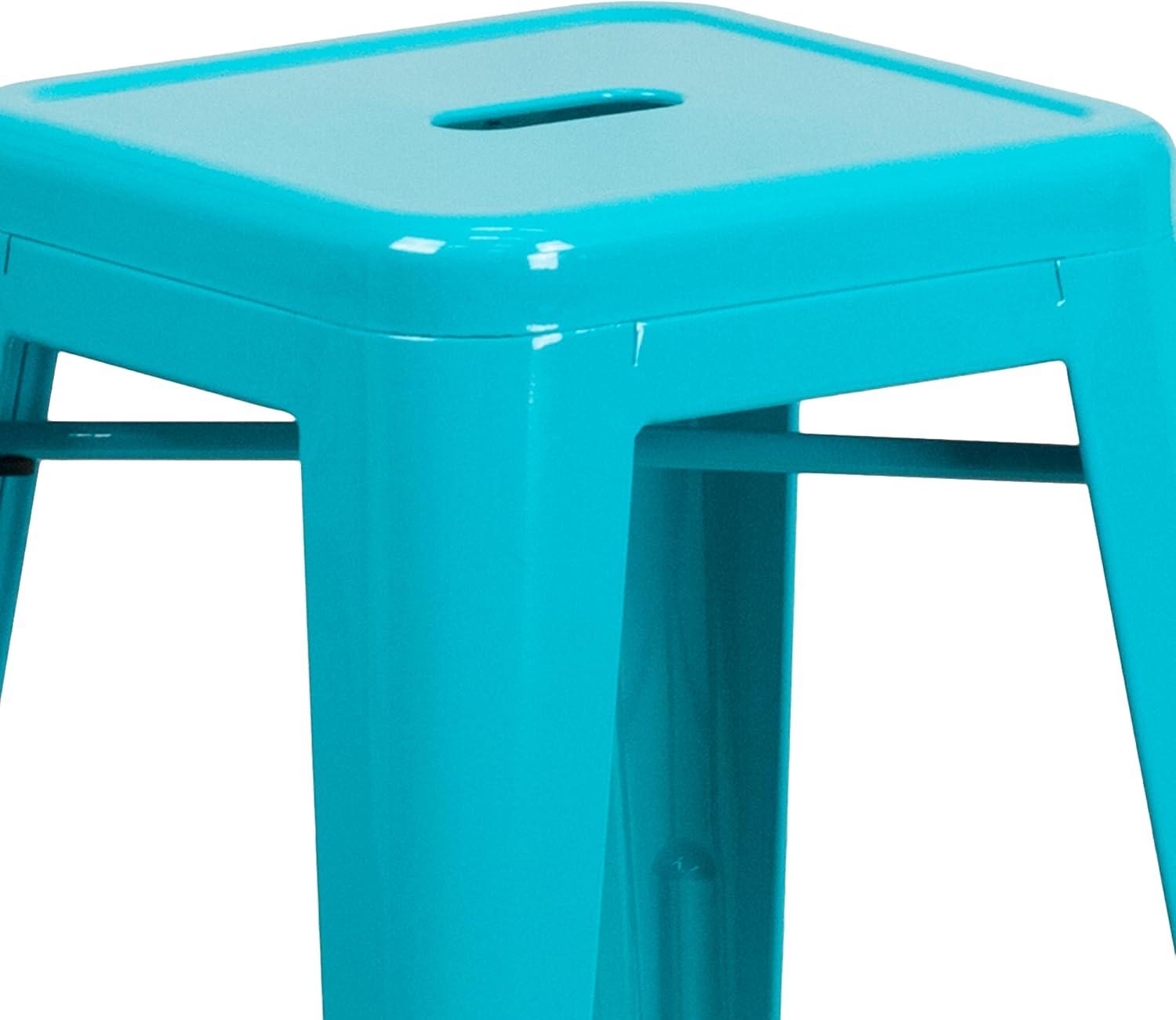 Flash Furniture Commercial Grade 24" High Backless Crystal Teal-Blue Indoor-Outdoor Counter Height Stool
