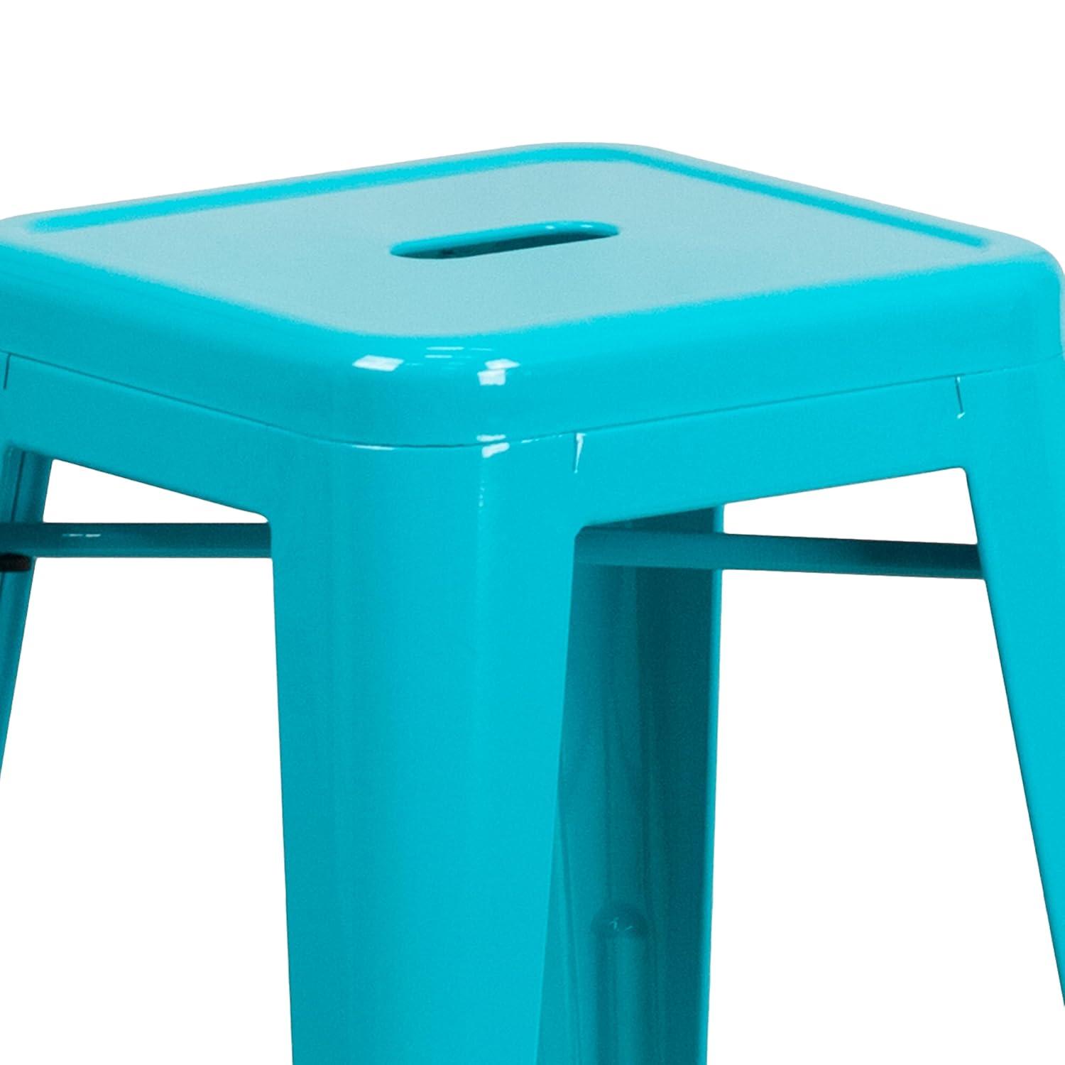 Flash Furniture Commercial Grade 24" High Backless Crystal Teal-Blue Indoor-Outdoor Counter Height Stool