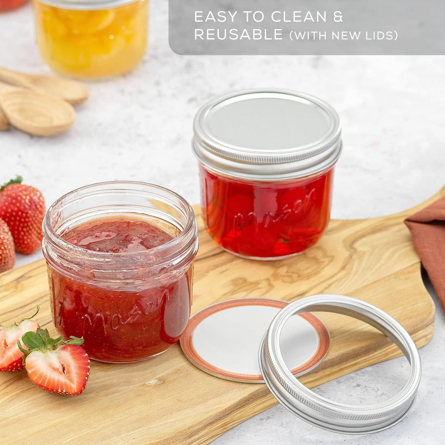 8 oz Clear Glass Mason Jars with Airtight Lids, Set of 6