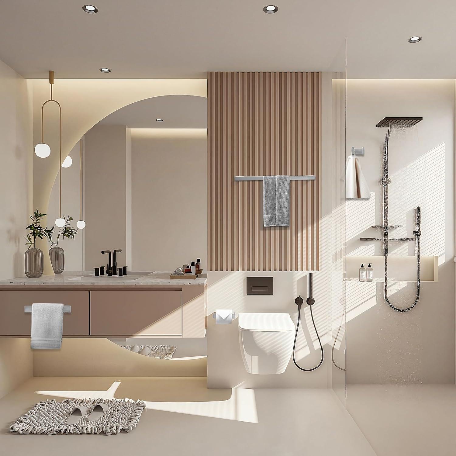 Fapully 8 Piece Bathroom Accessories Set Stainless Steel,Bathroom Hardware Set Brushed Nickel Wall Mounted