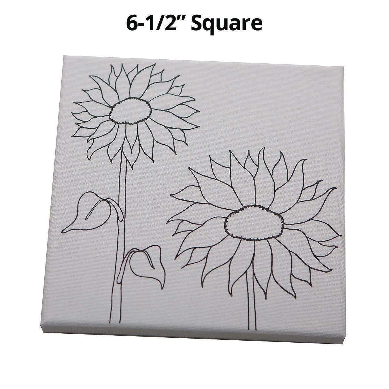 S & S Worldwide Paint-Your-Own Designer Canvas Set II, 2 each of 6 Pre-Printed Designs, Great For Kids & Adults, DIY Ready To Paint, 6-1/2" x 6-1/2" Stretched Canvas. Pack of 12.