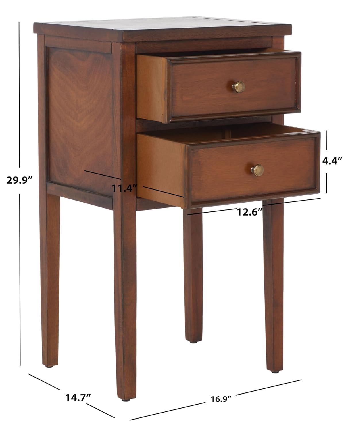 Toby Accent Table With Storage Drawers - AMH6625F - Brown - Safavieh Couture