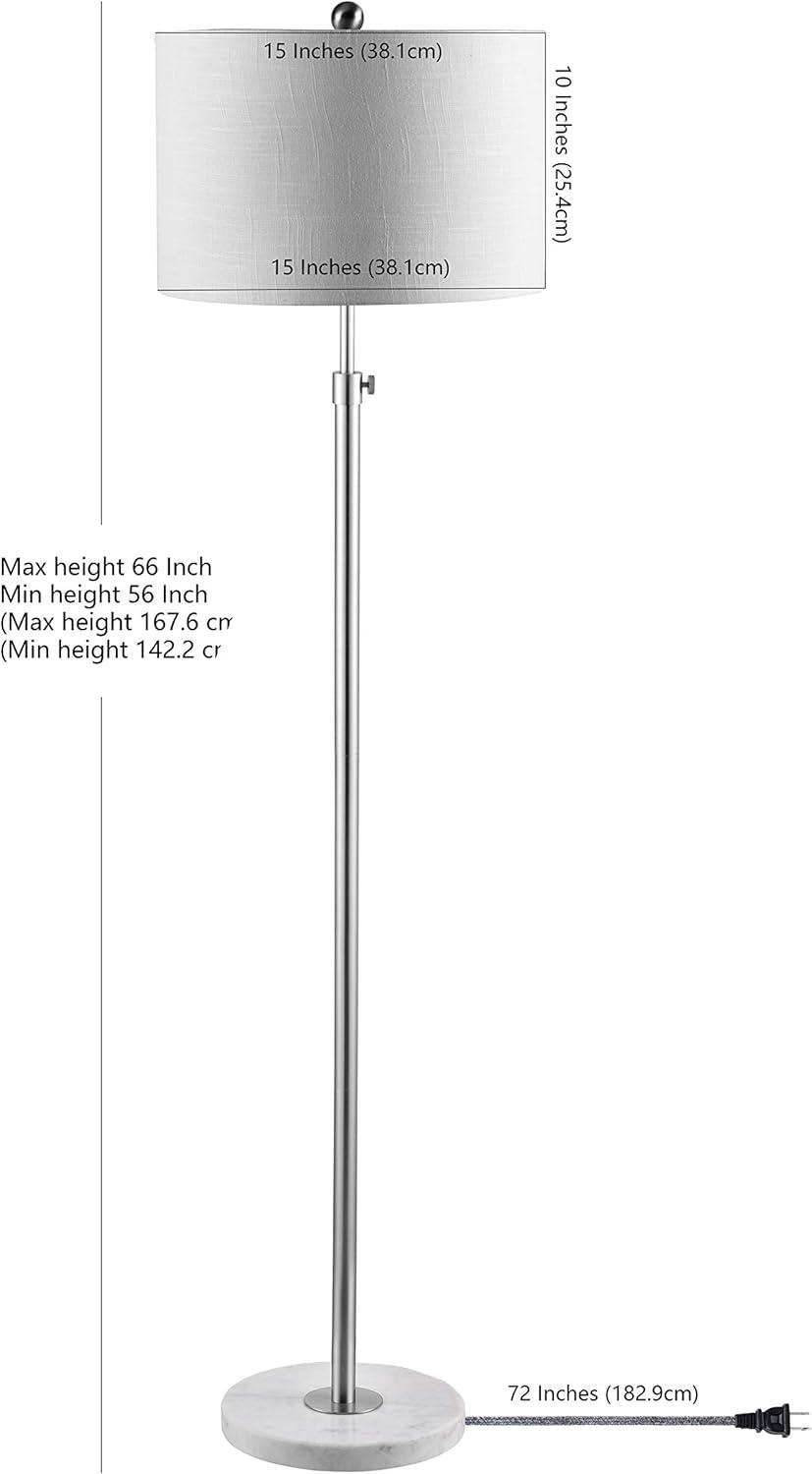 JONATHAN Y JYL3022C June 65" Adjustable Metal/Marble LED Floor Lamp, Modern, Contemporary, Glam for living room, dinning room, bedroom, office Bulb Included, Chrome