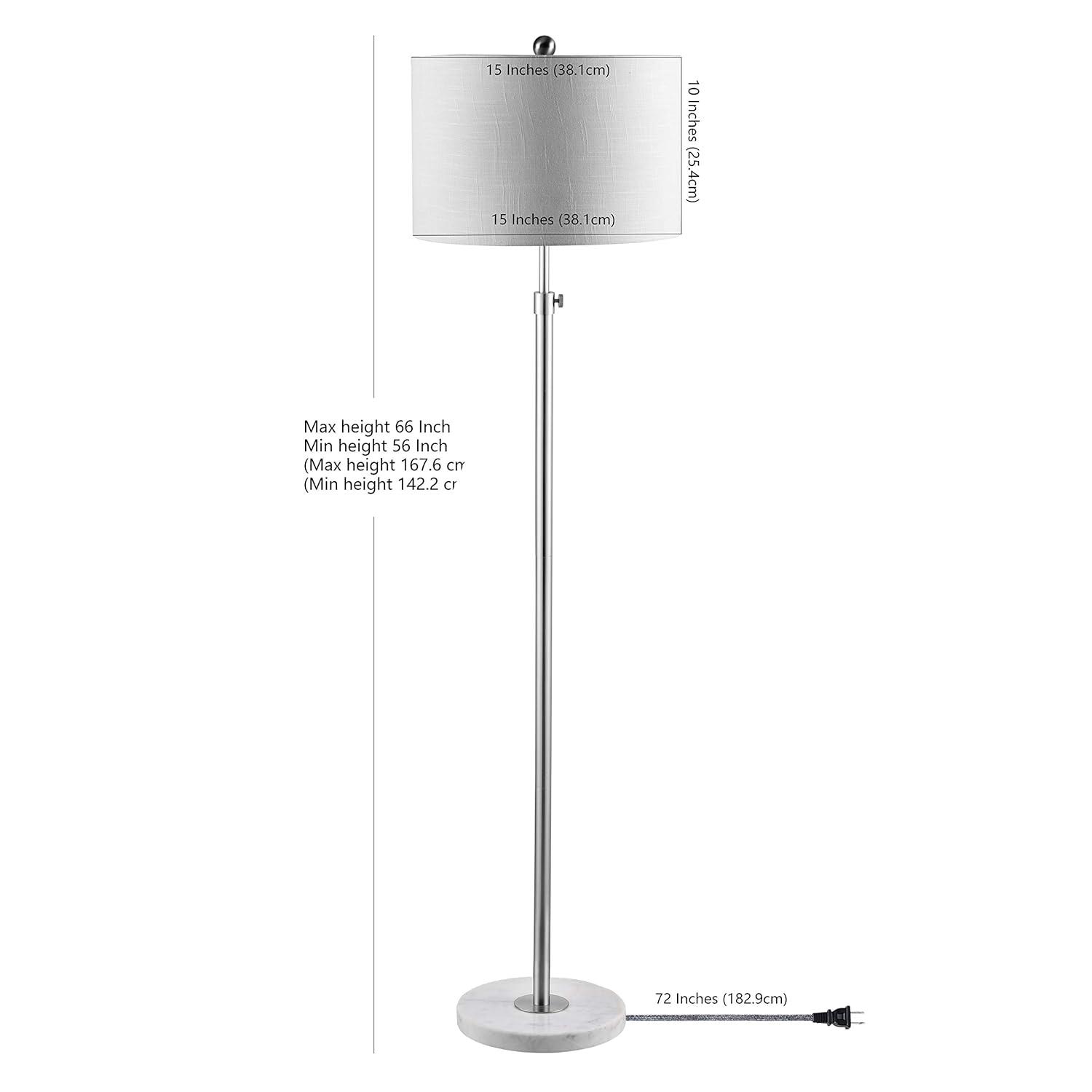 JONATHAN Y JYL3022C June 65" Adjustable Metal/Marble LED Floor Lamp, Modern, Contemporary, Glam for living room, dinning room, bedroom, office Bulb Included, Chrome