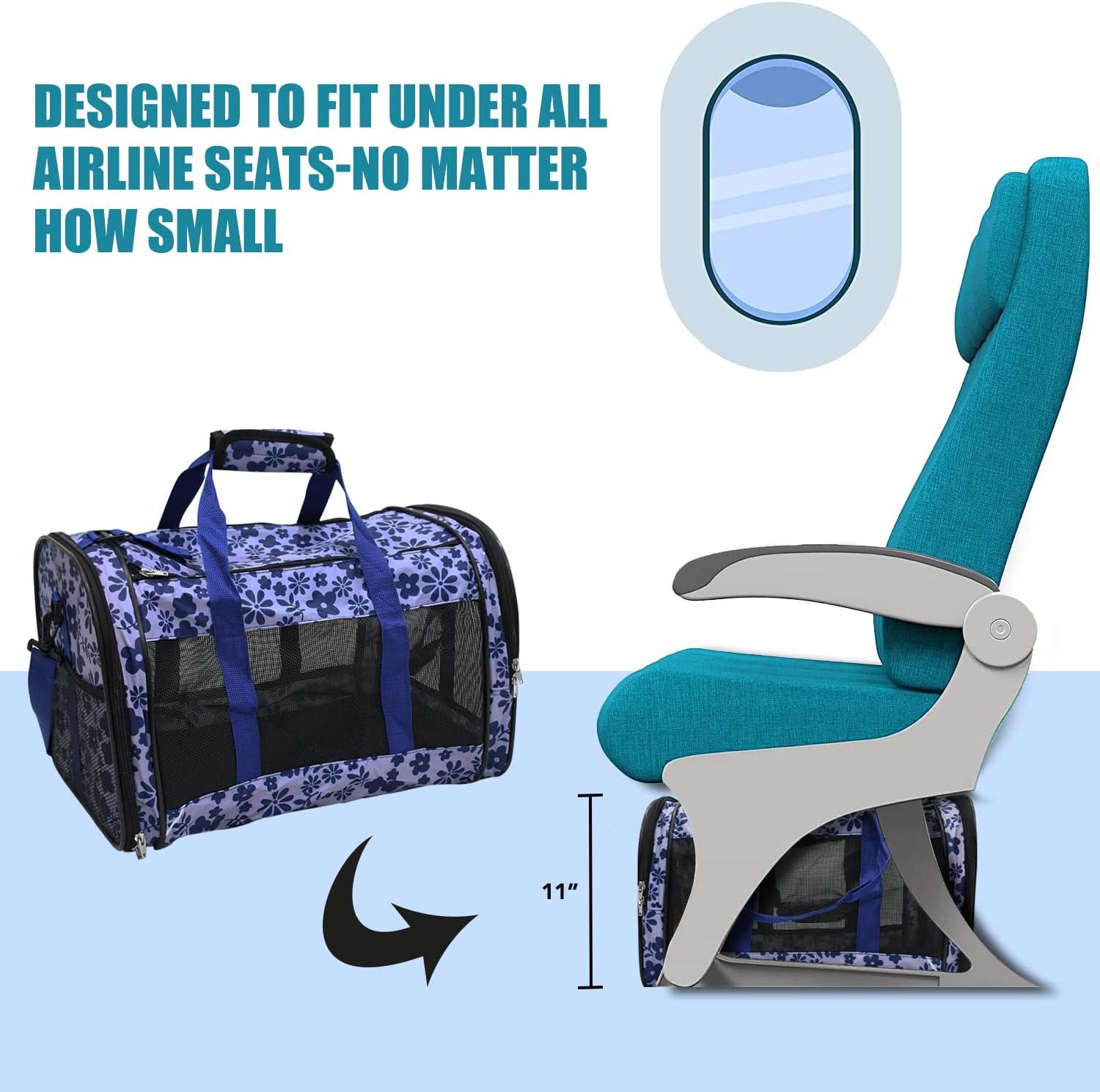 Blue Floral Soft-Sided Airline Approved Pet Carrier