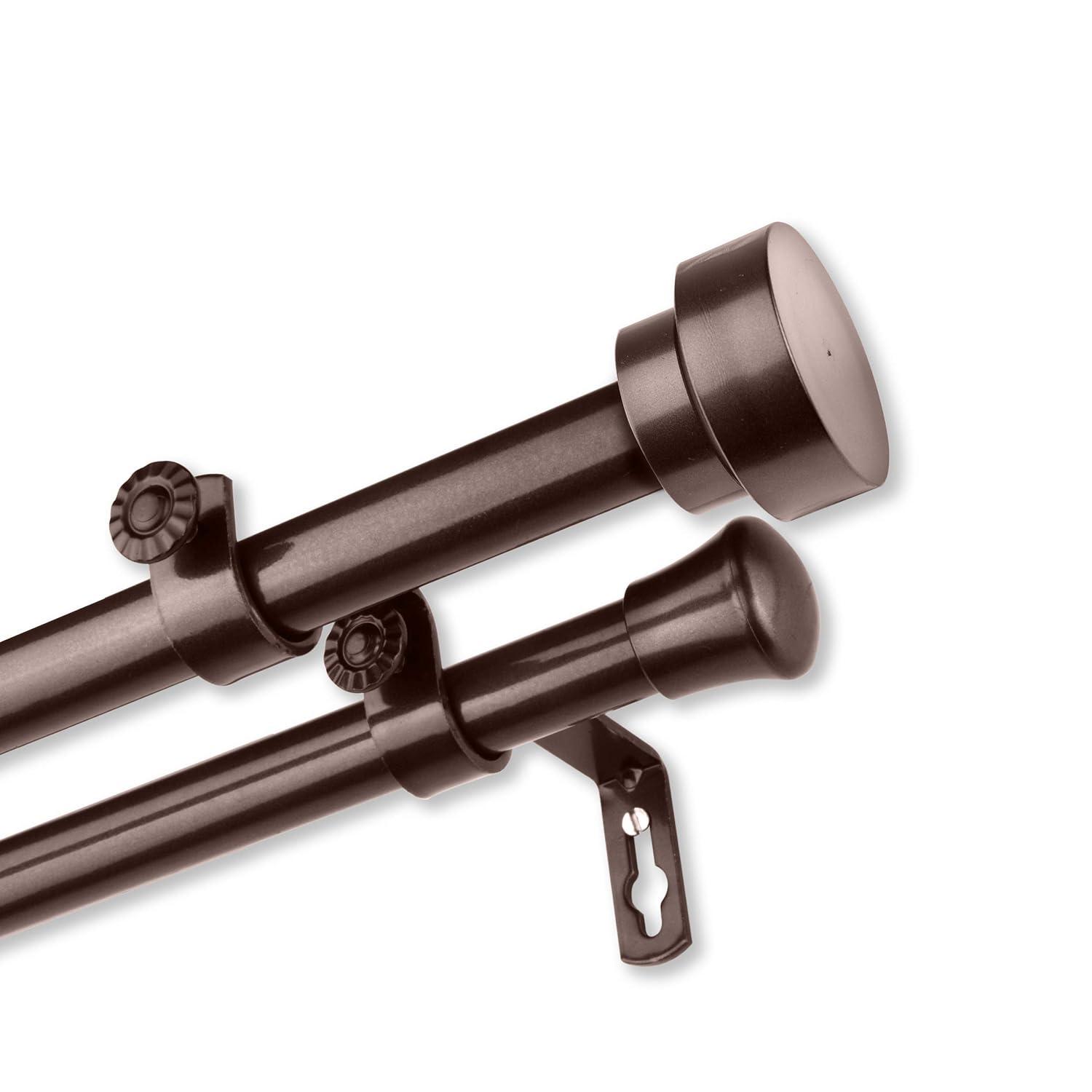 Rod Desyne Topper 3/4 inch Dia. 48-84"-Cocoa Double Curtain Rod Set