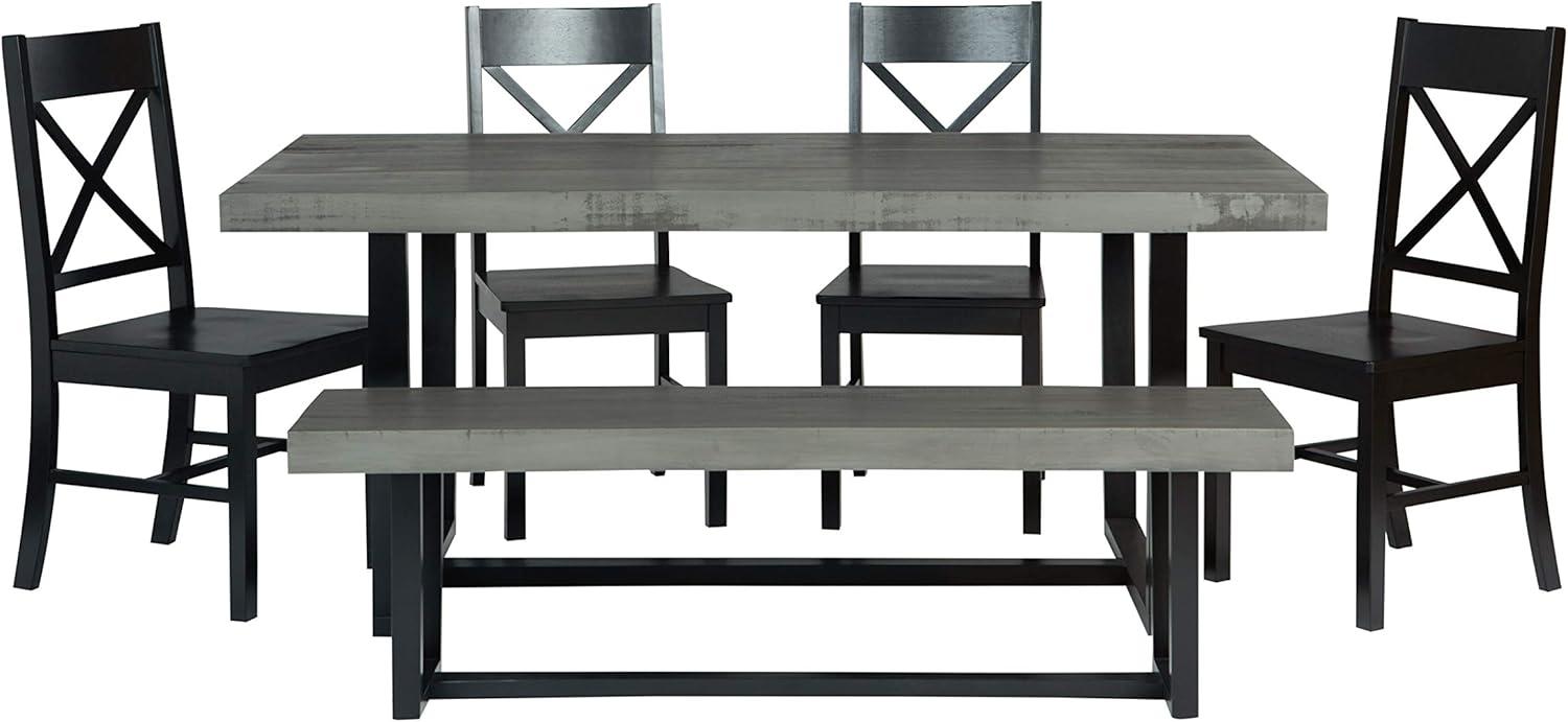 6-Piece Farmhouse Dining Set - Gray and Black