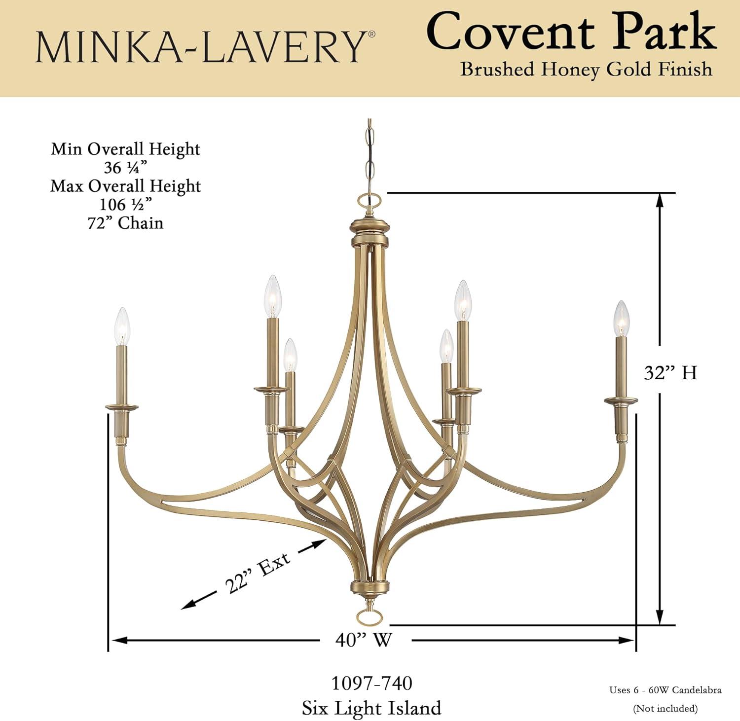 Minka Lavery Brushed Honey Gold Chandelier 40" Wide Modern 6-Light Fixture for Dining Room House Foyer Kitchen Entryway Bedroom