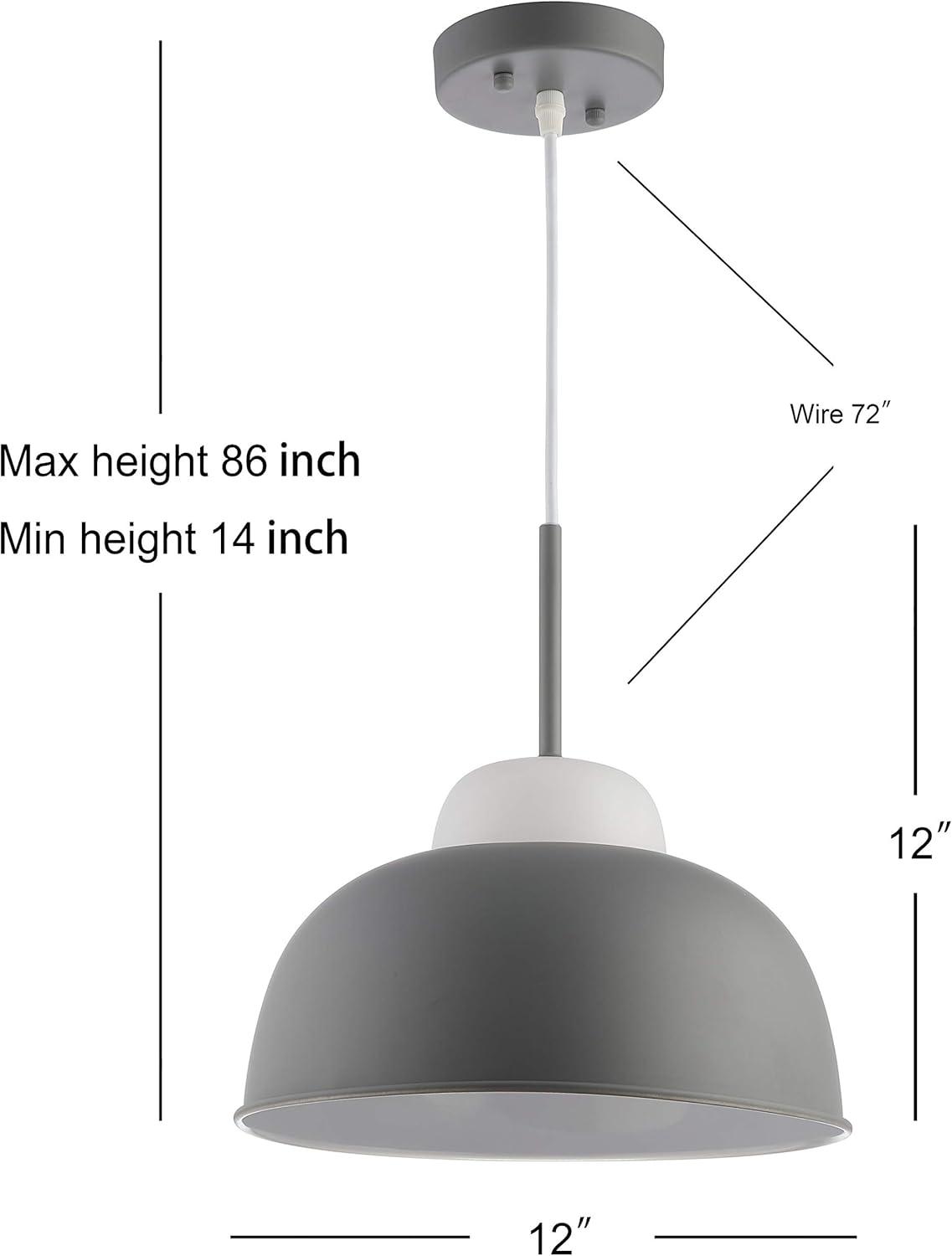 Simon 12" Adjustable Metal/Glass LED Pendant, Gray