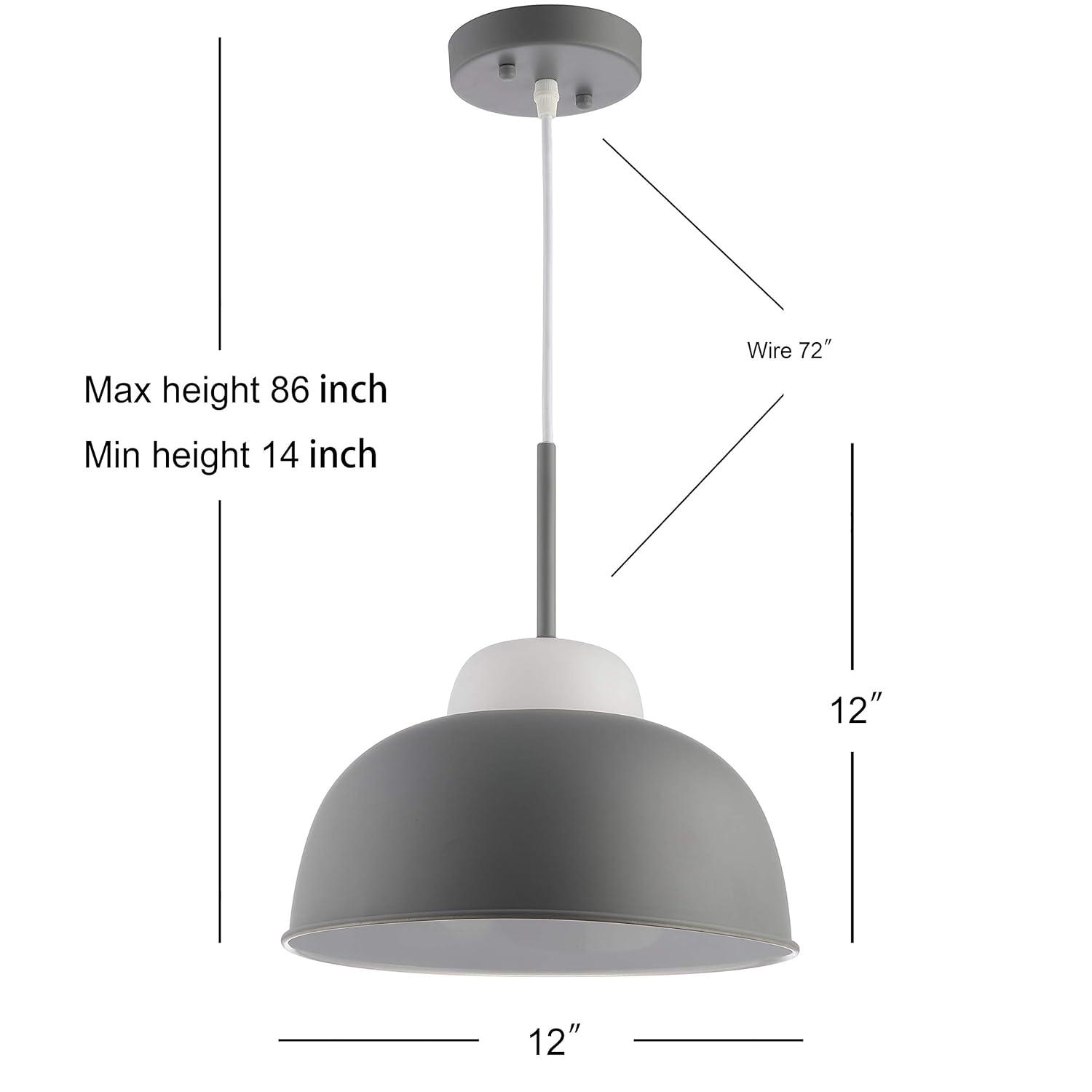 Simon 12" Adjustable Metal/Glass LED Pendant, Gray