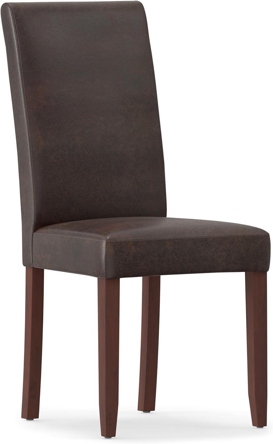 Simpli Home Acadian Solid Wood Parson Dining Chair (Set Of 2) In Distressed Brown