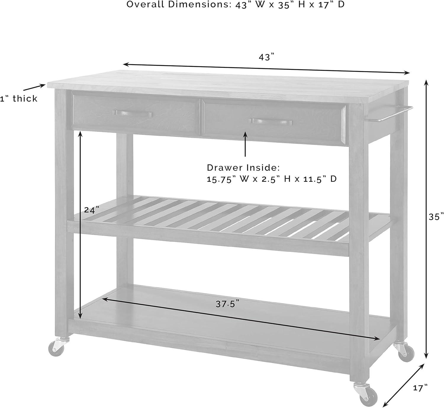 Natural Wood Top Kitchen Cart/Island with Optional Stool Storage - Crosley