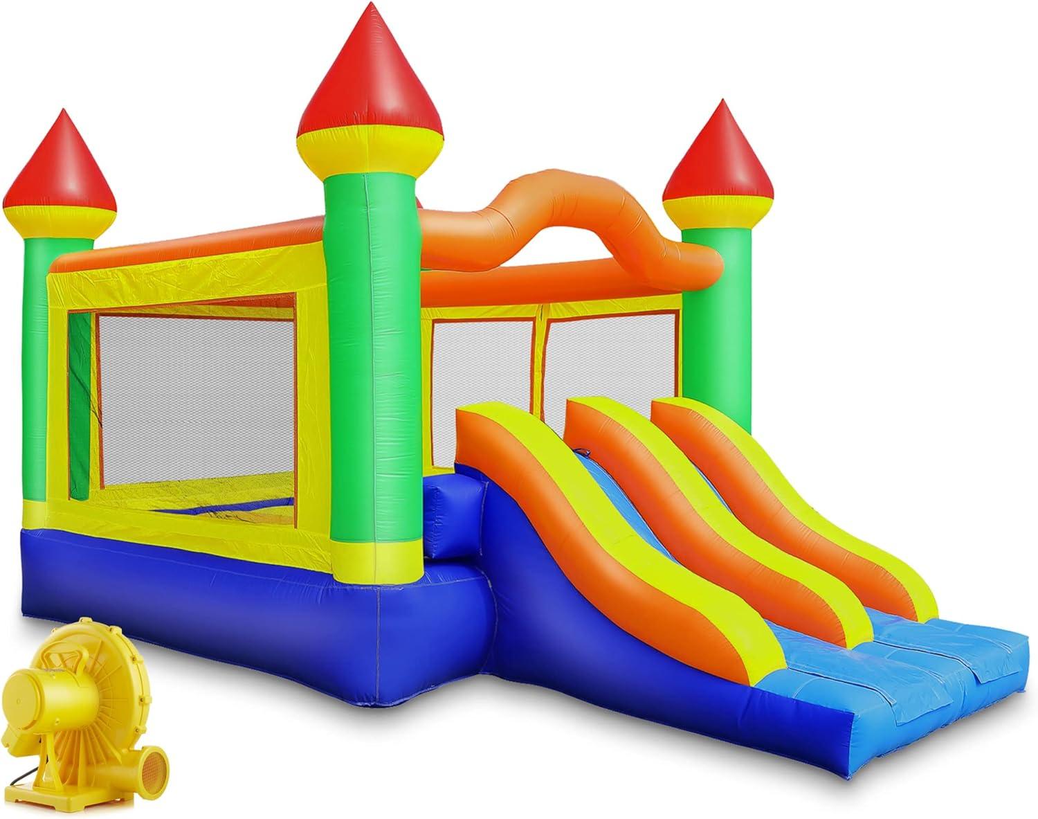 Mega Double Slide Castle Bounce House with Blower - 100% PVC