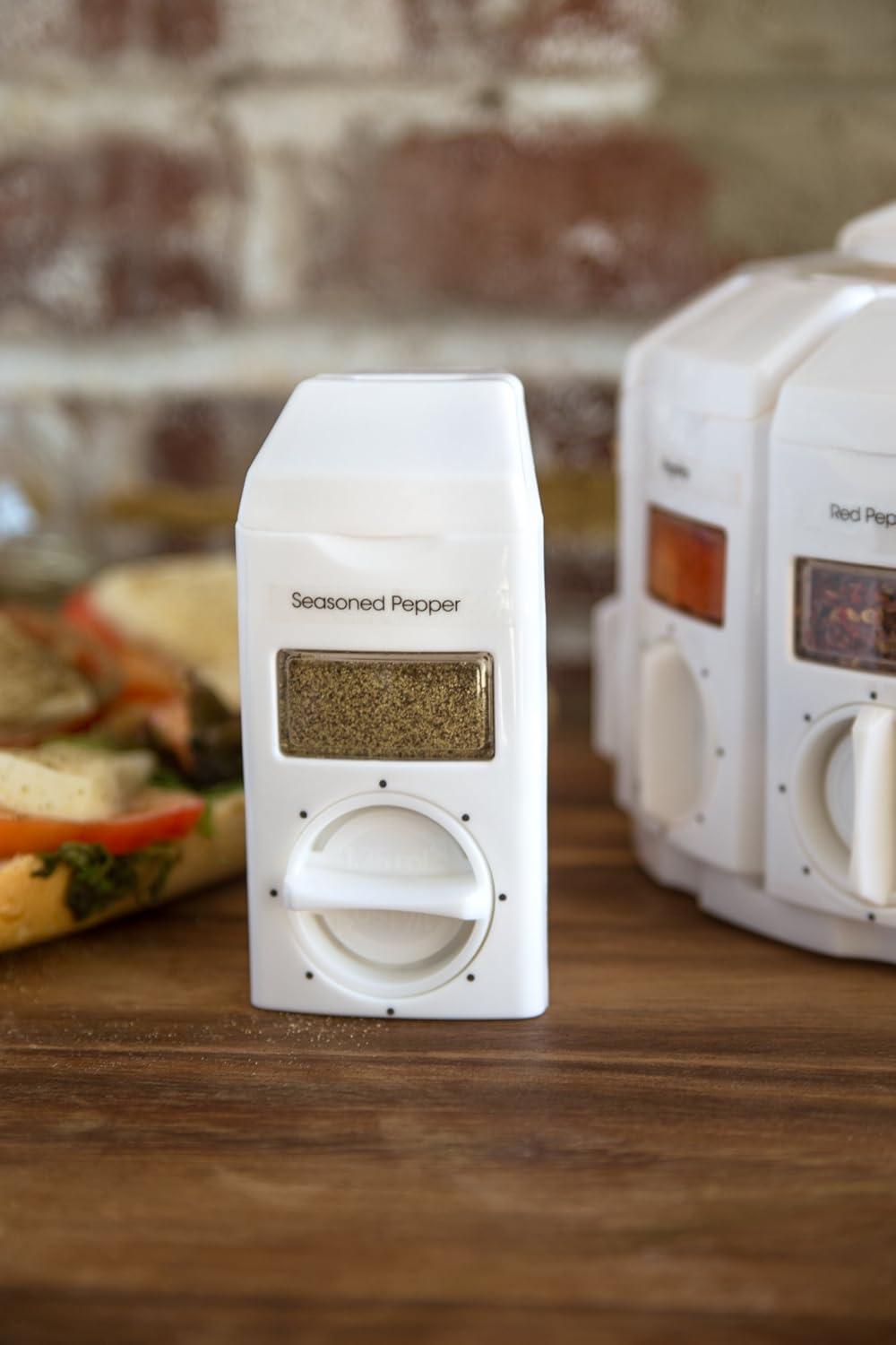 White Rotating Countertop Spice Carousel with Auto-Measure