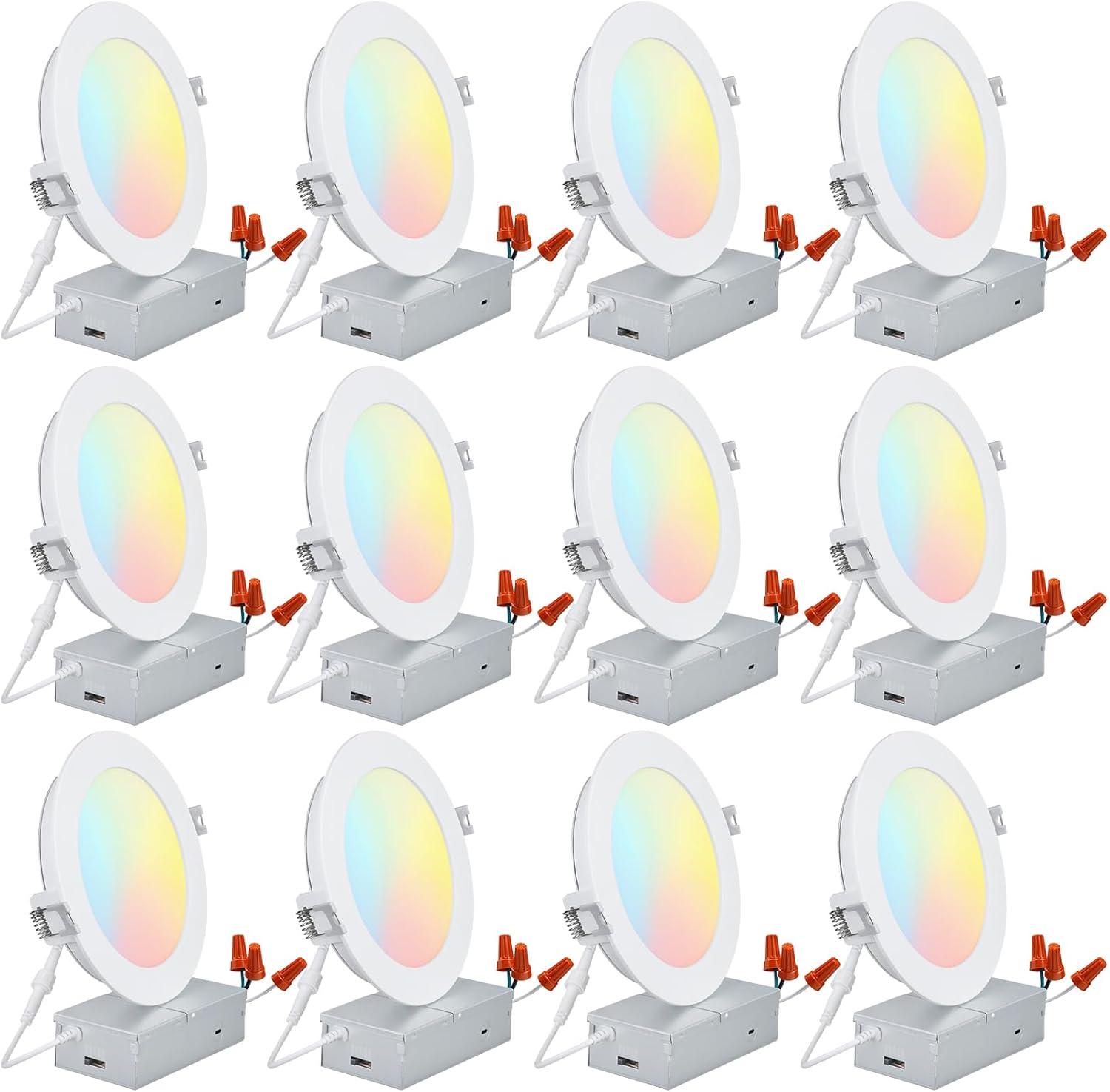 Ultra-Thin Dimmable Aluminum LED Recessed Downlight, 6-Inch, 5CCT