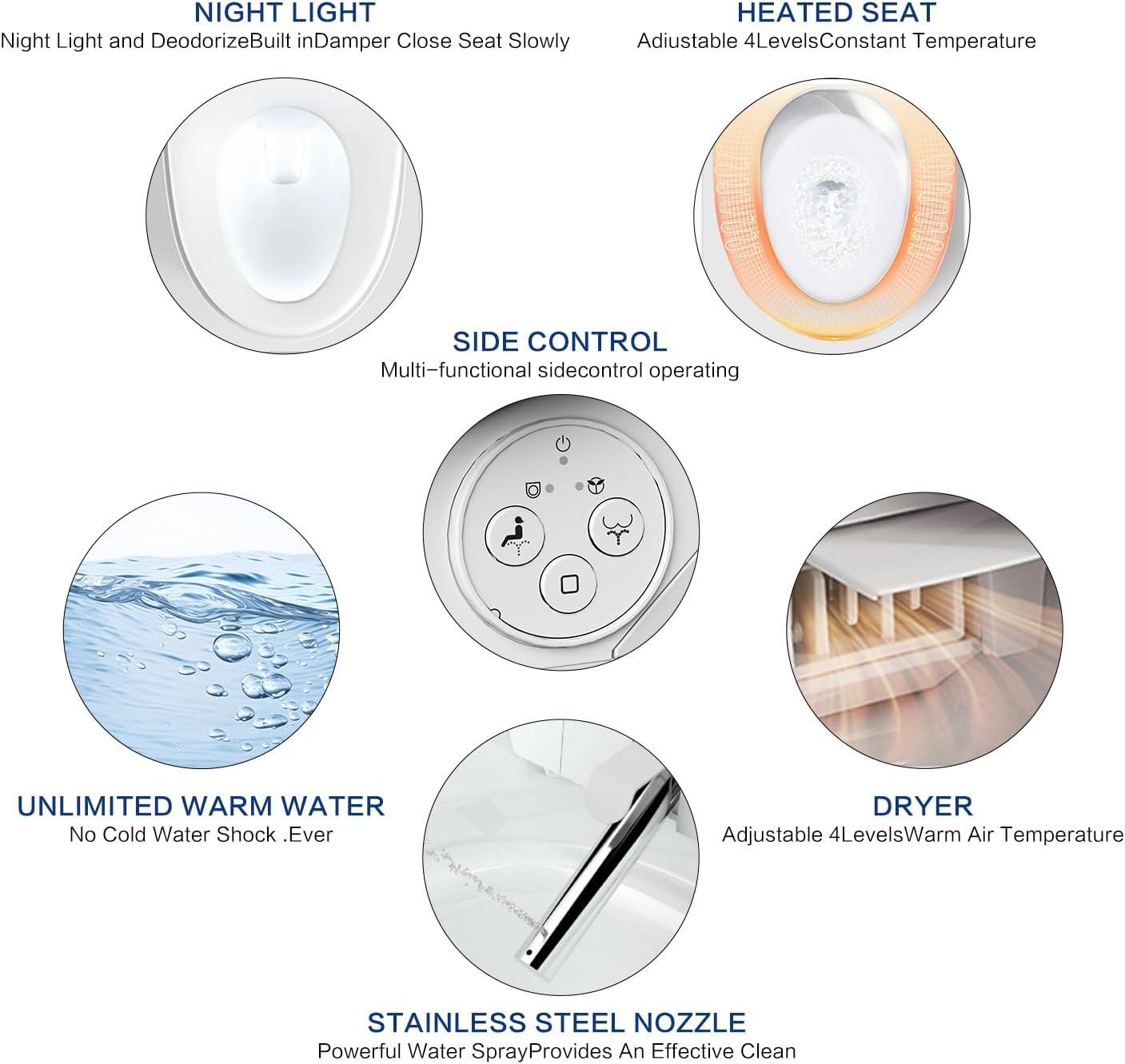 Elongated Toilet Seat Bidet