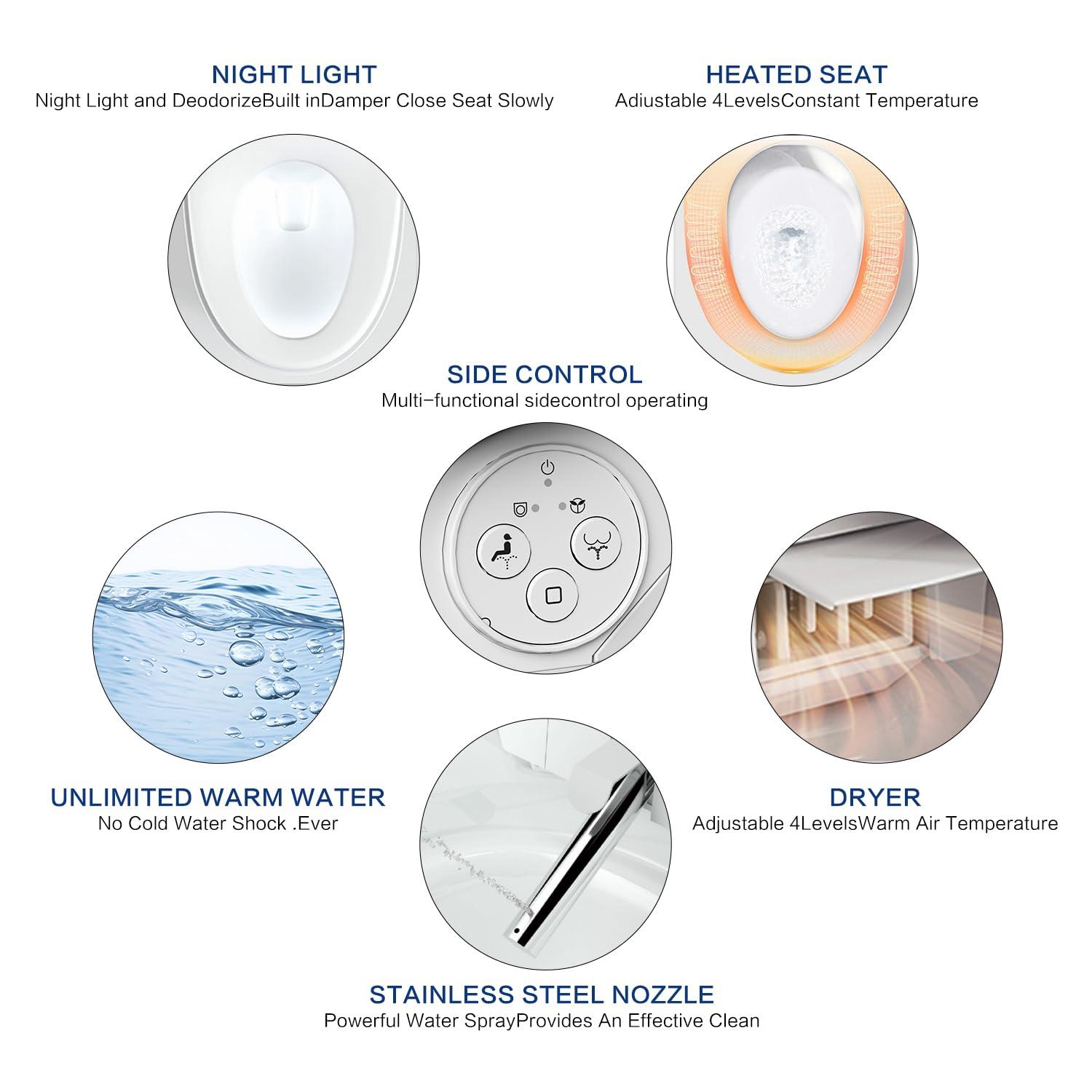 Elongated Toilet Seat Bidet