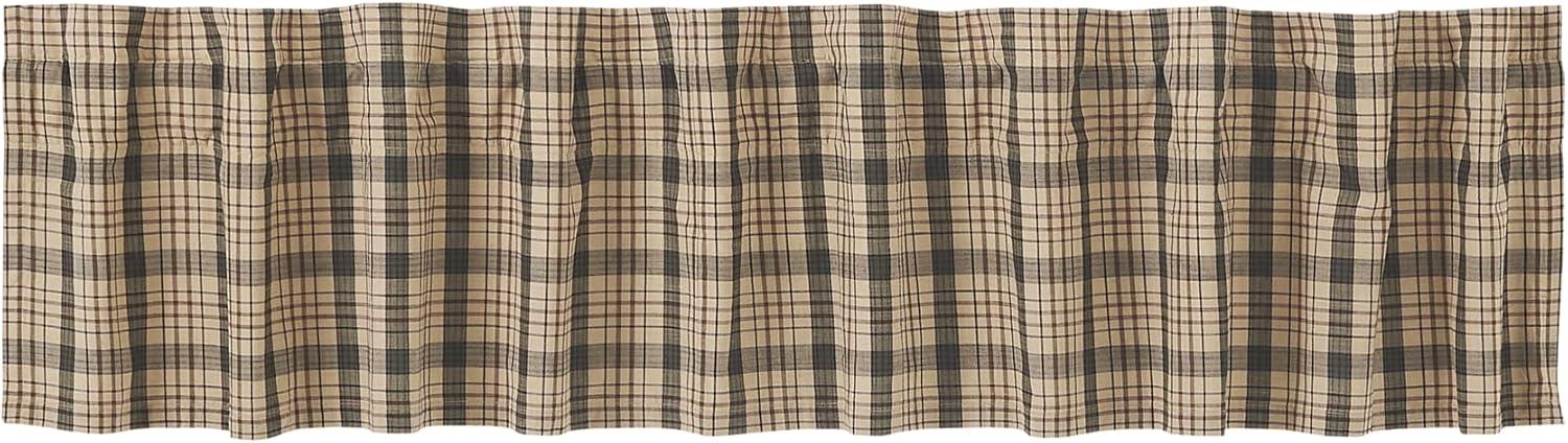 Holms Plaid Cotton Tailored Window Valance in Khaki/ Forest Green/ Russet